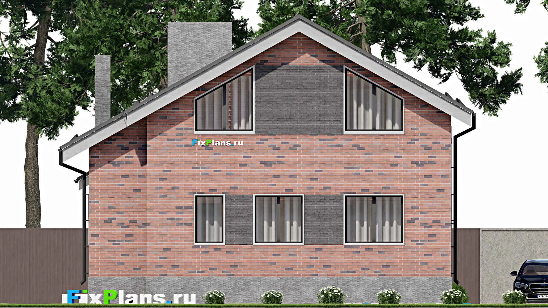 F-2834 - Проект дома с мансардой 11 на 13, площадью 150 м² с 4 спальнями