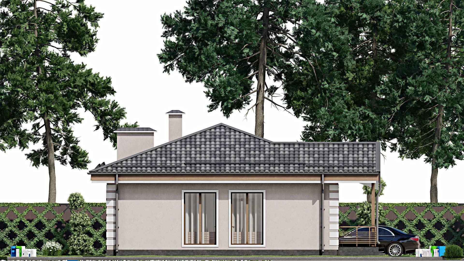 F-10367 - Проект одноэтажного дома 12 на 13, площадью 110 м² с 2 спальнями