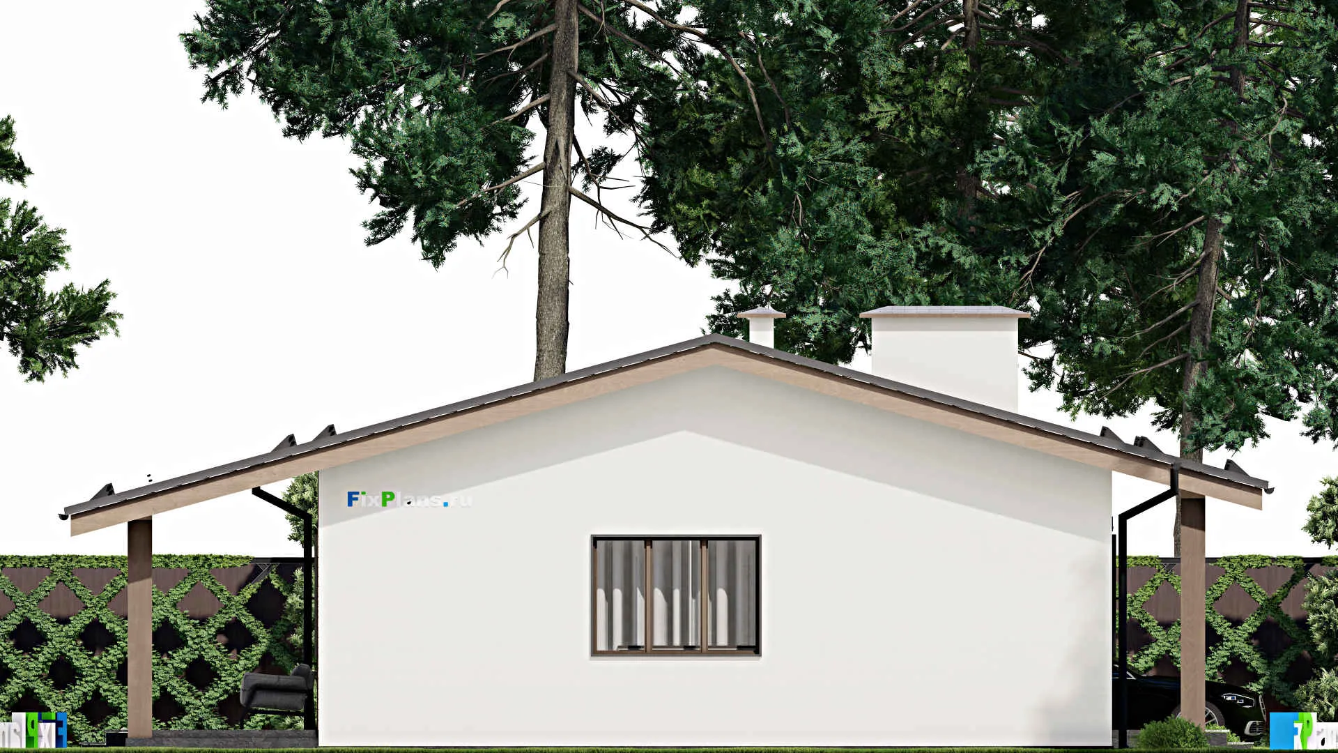 F-4544 - Проект одноэтажного дома 10 на 14, площадью 140 м² с террасой и 3 спальнями