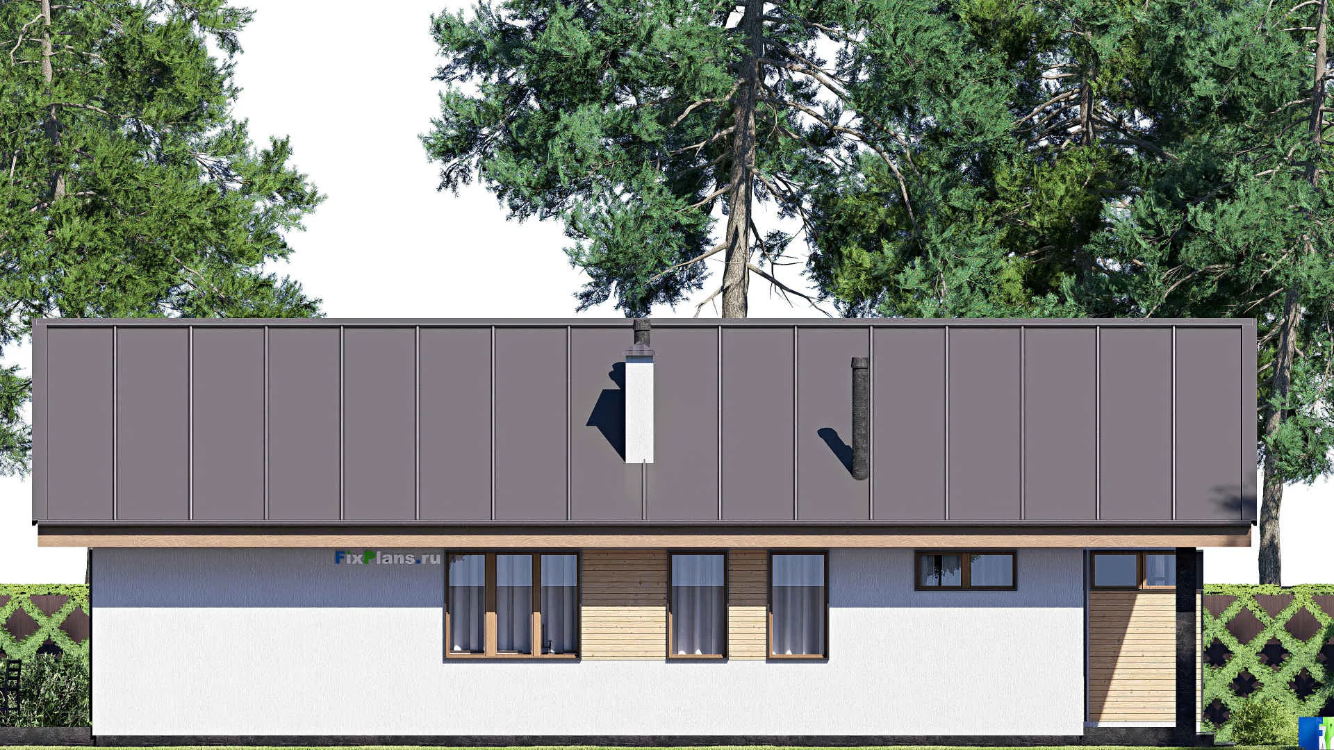 F-19889 - План одноэтажного дома 15 на 19, площадью 210 м² с террасой и 3 спальнями