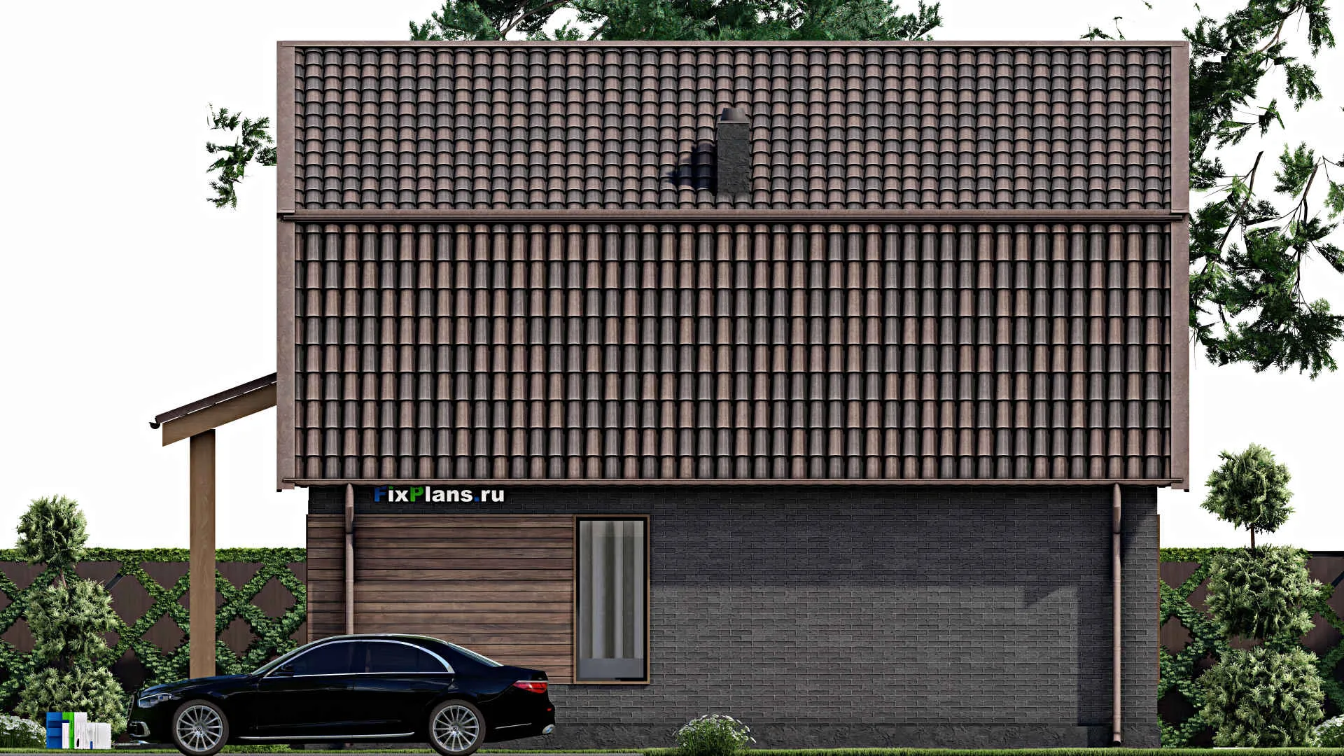 F-4157 - Проект дома с мансардой 11 на 11, площадью 190 м² с террасой и 4 спальнями