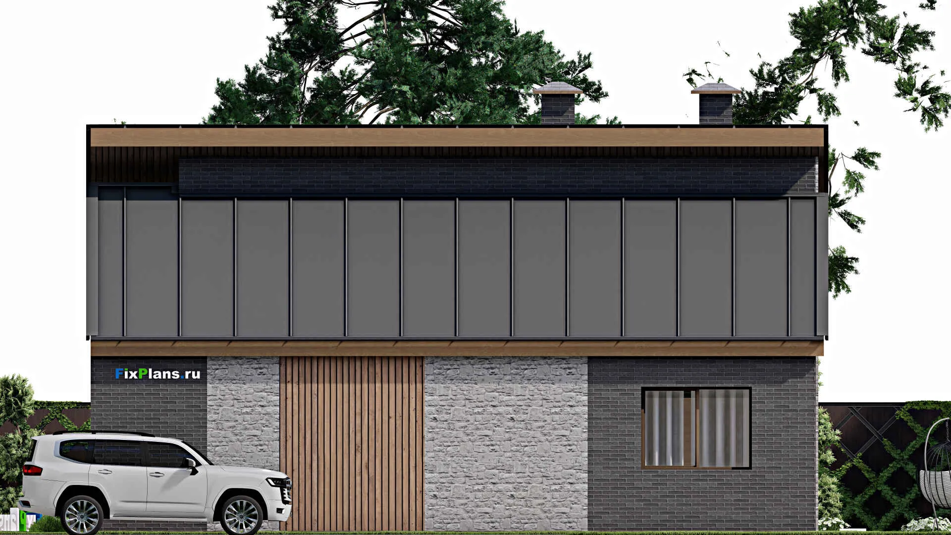 F-3455 - Проект одноэтажного дома 14 на 15, площадью 170 м² с террасой и 3 спальнями
