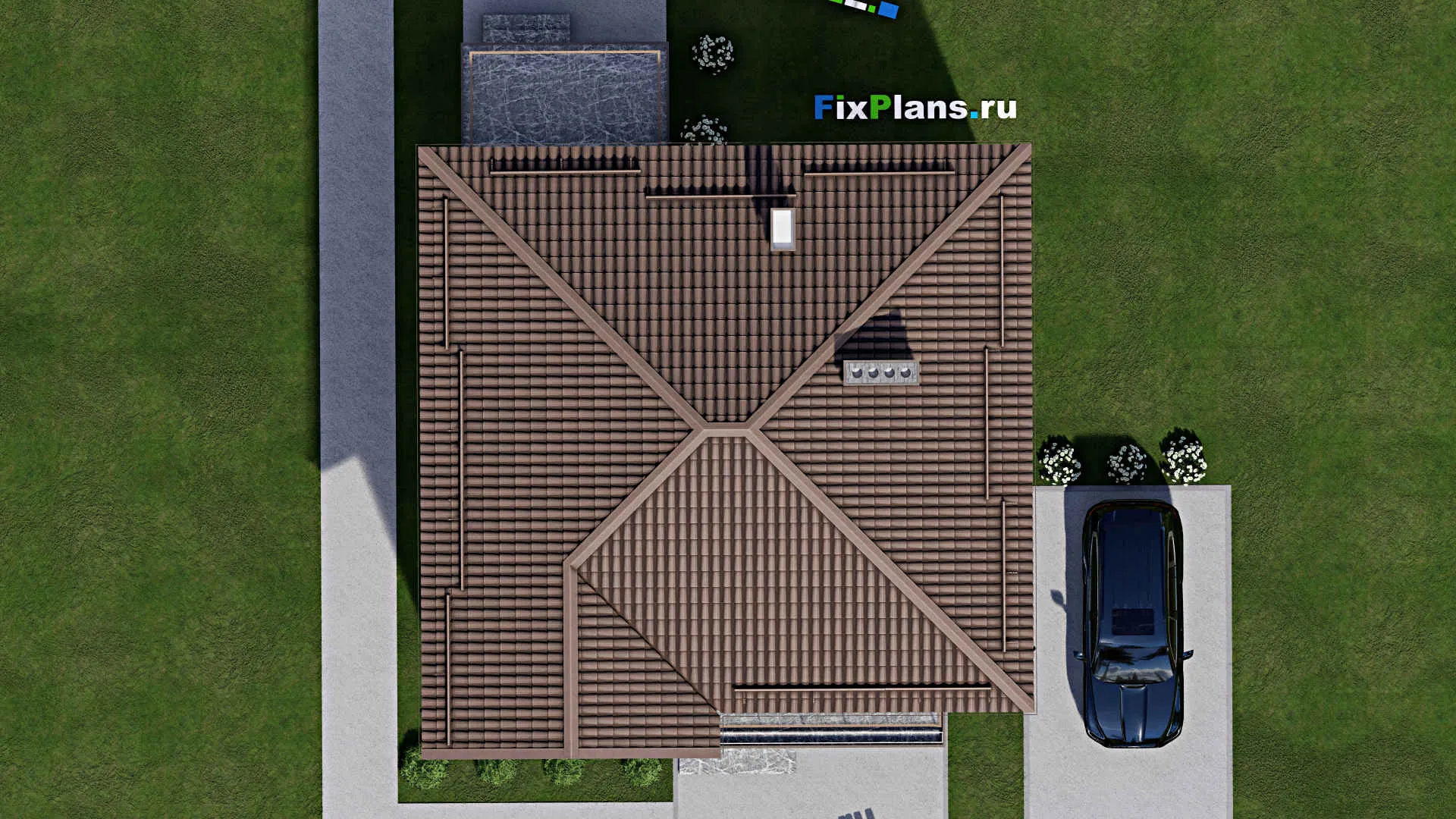 F-5624 - Планы двухэтажного дома 11 на 14, площадью 200 м² с террасой, балконом и 4 спальнями