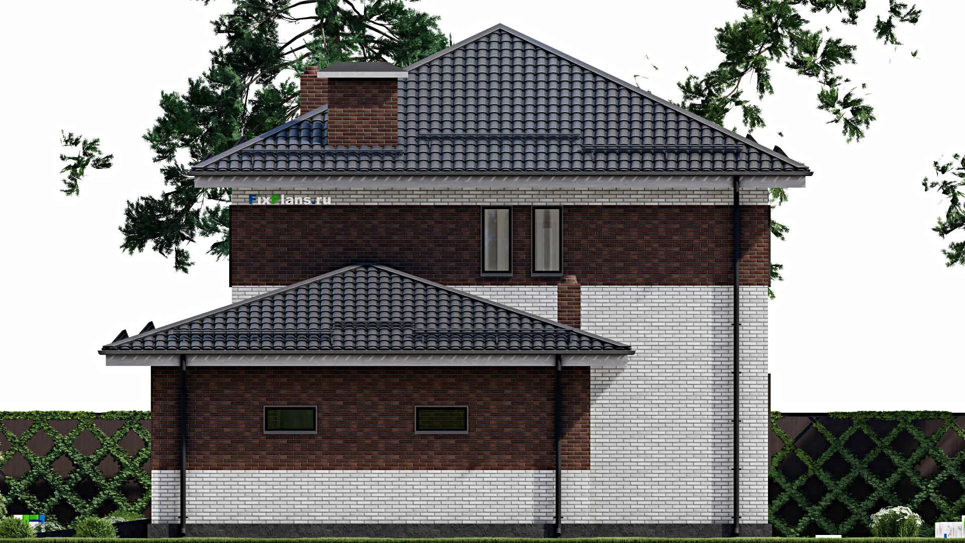 F-3077 - Проект двухэтажного дома 12 на 15, площадью 180 м² с гаражом на 1 машину и 4 спальнями