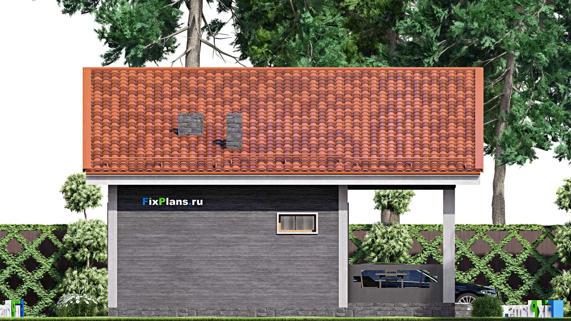 F-15551 - Проект бани 9 на 9, площадью 70 м² с комнатой отдыха, терассой и санузлом