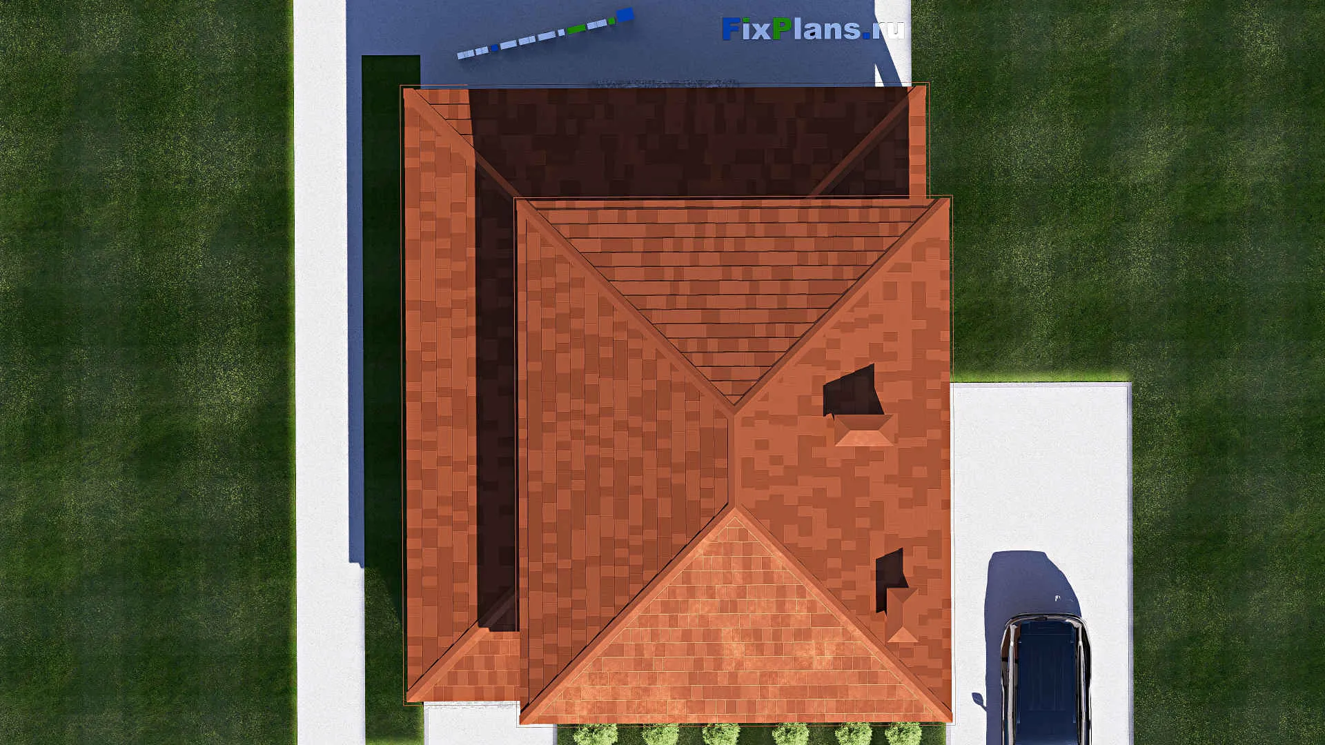 F-17927 - План одноэтажного дома 15 на 16, площадью 180 м² с террасой и 3 спальнями