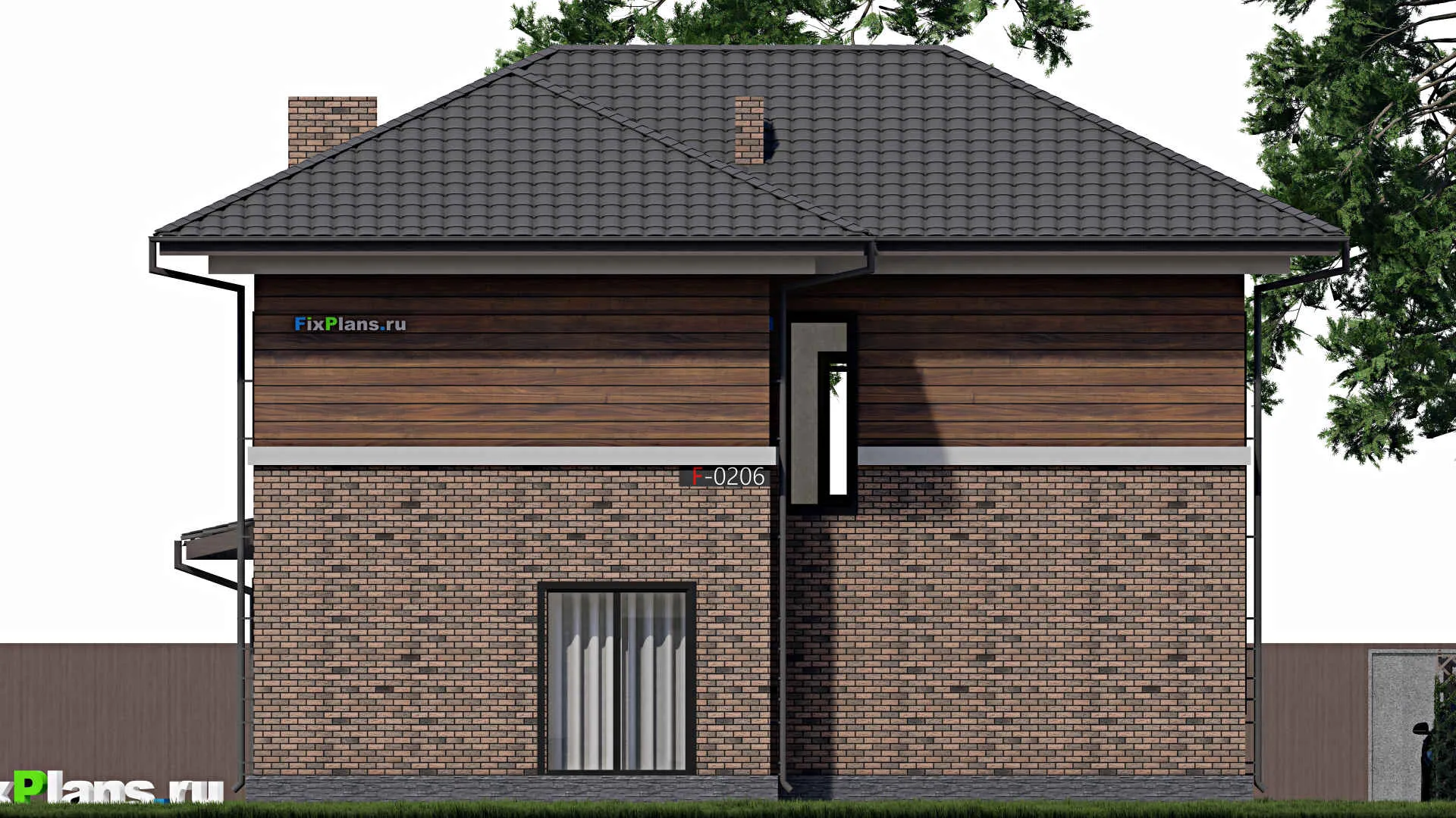 F-0206 - Планы двухэтажного дома 14 на 14, площадью 220 м² с 4 спальнями