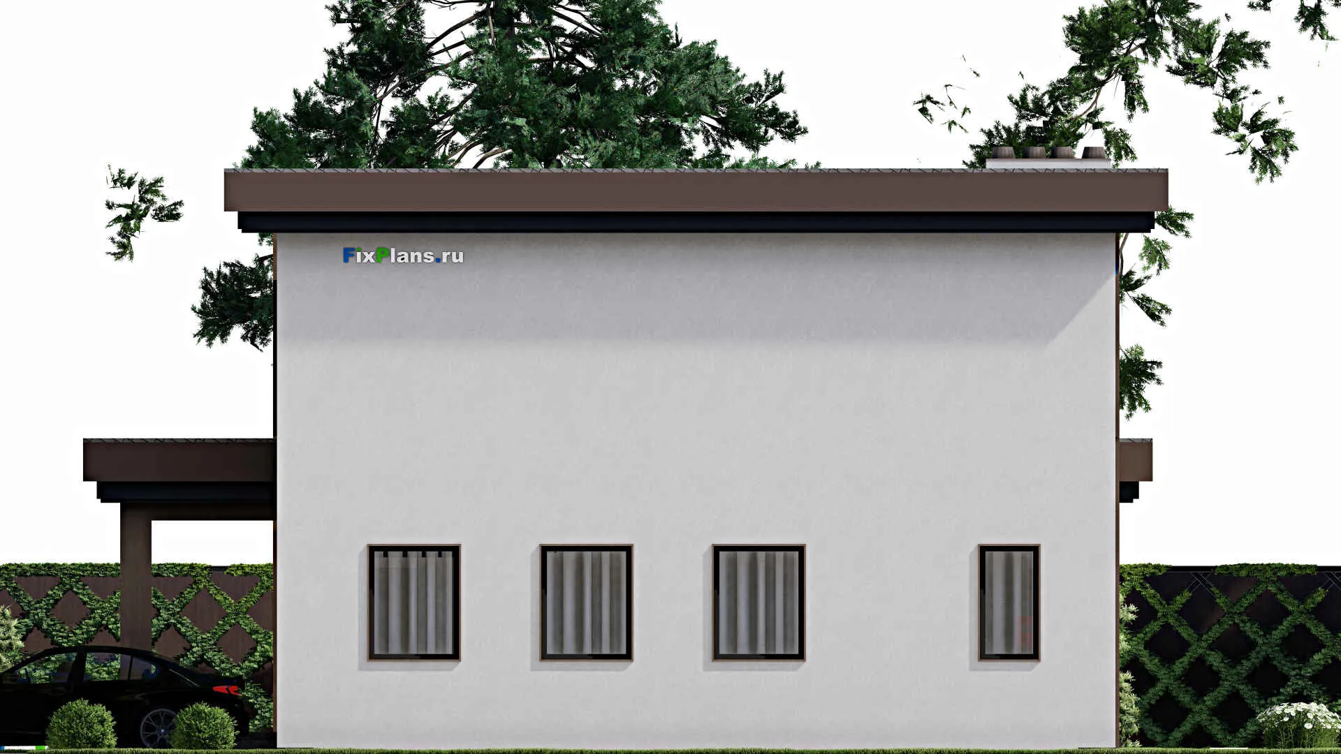 F-7289 - Проект двухэтажного дома 13 на 17, площадью 270 м² с террасой, гаражом на 1 машину и 4 спальнями