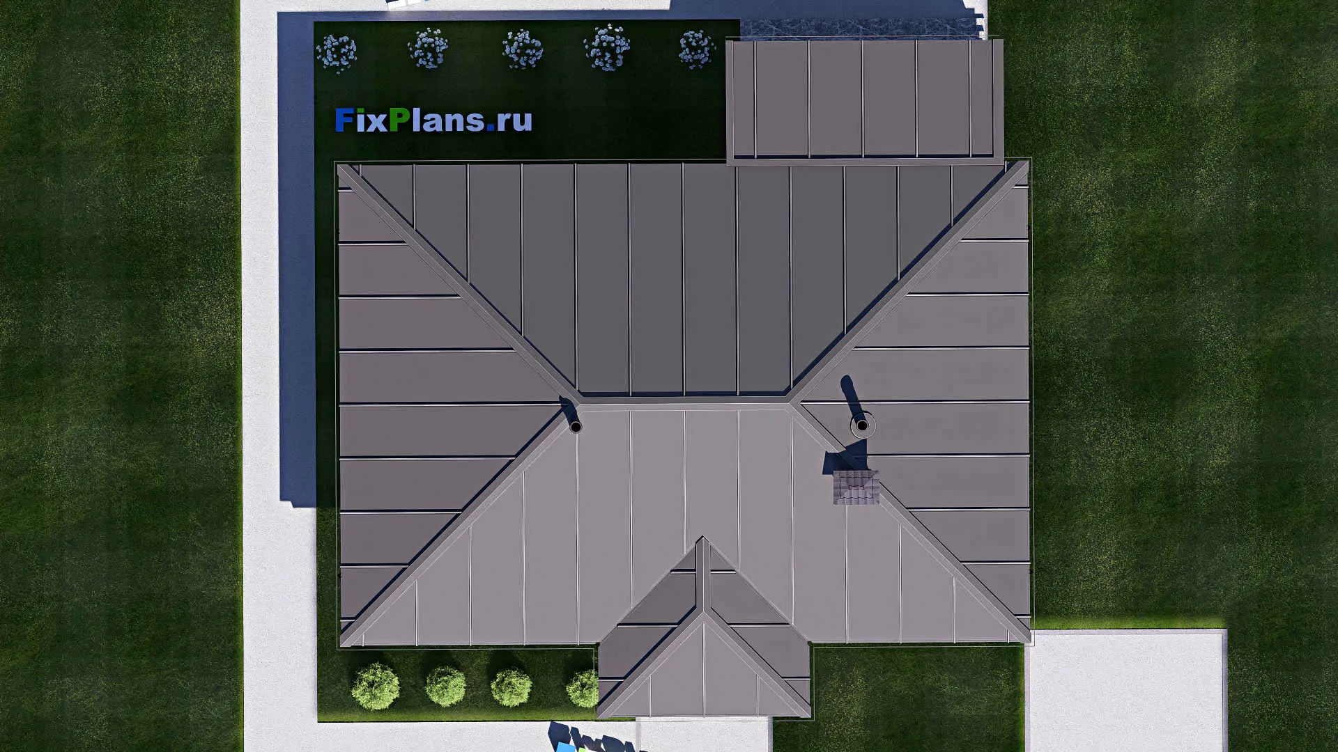 F-18566 - План одноэтажного дома 13 на 13, площадью 100 м² с террасой и 3 спальнями