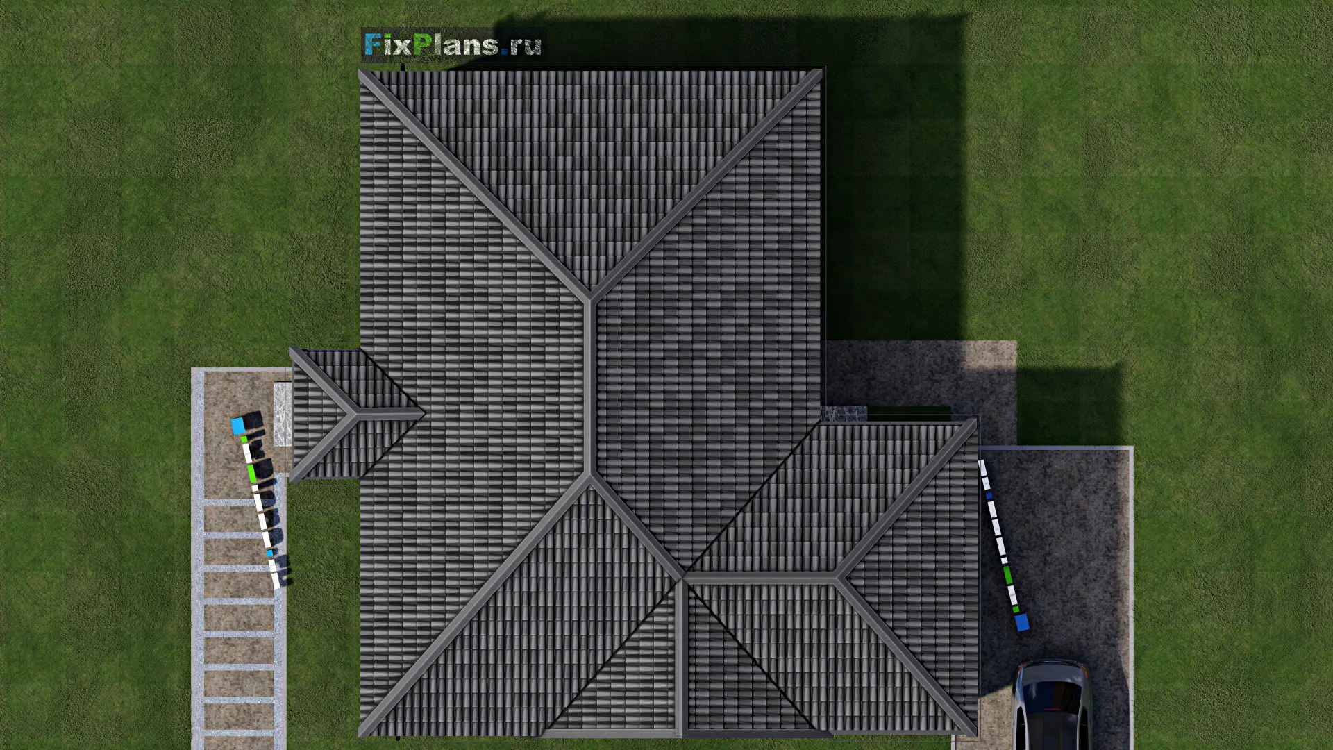 F-1727 - Проект одноэтажного дома 10 на 15, площадью 140 м² с террасой и 3 спальнями