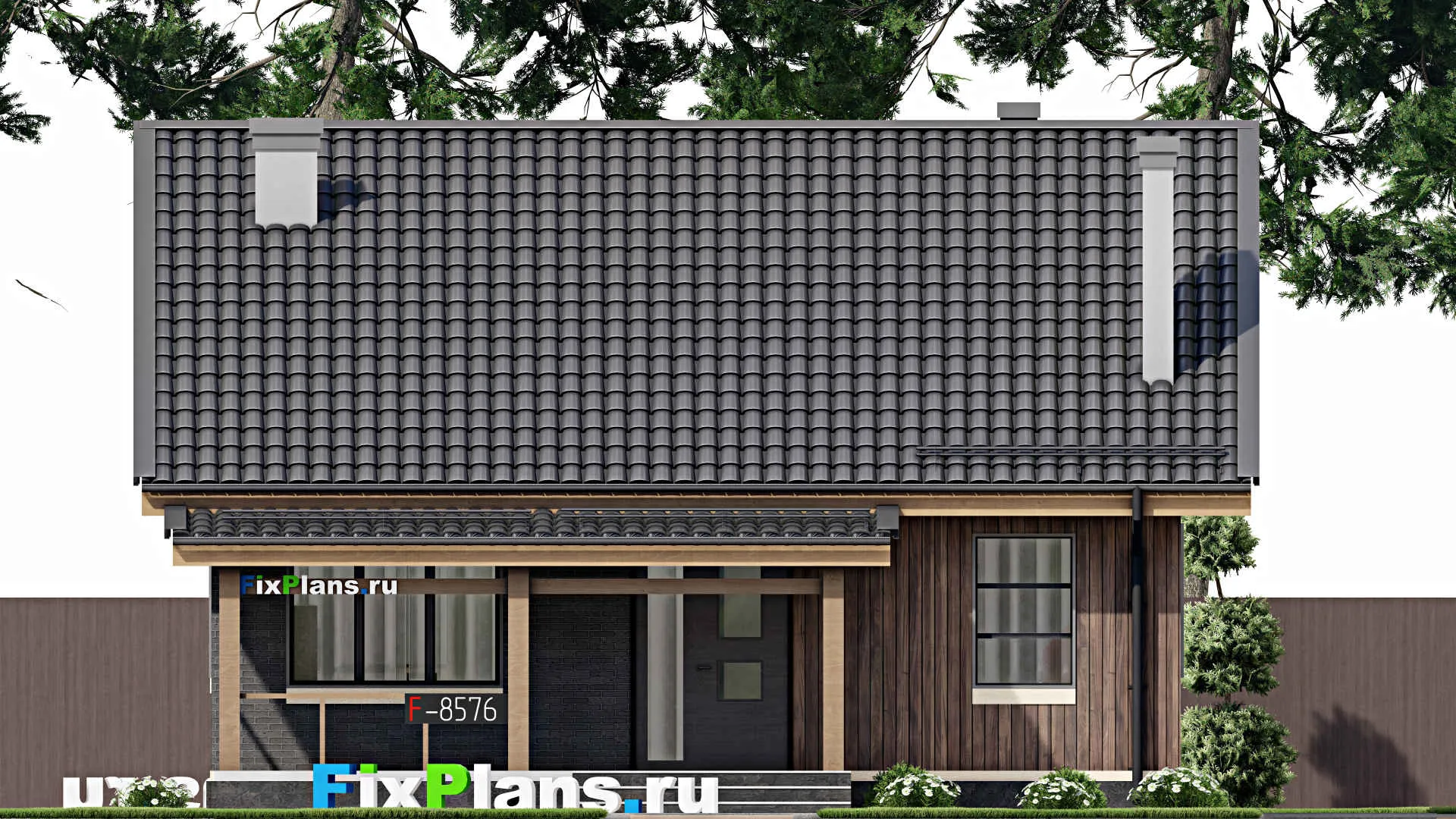 F-8576 - Проект одноэтажного дома 10 на 11, площадью 90 м² с террасой и 2 спальнями