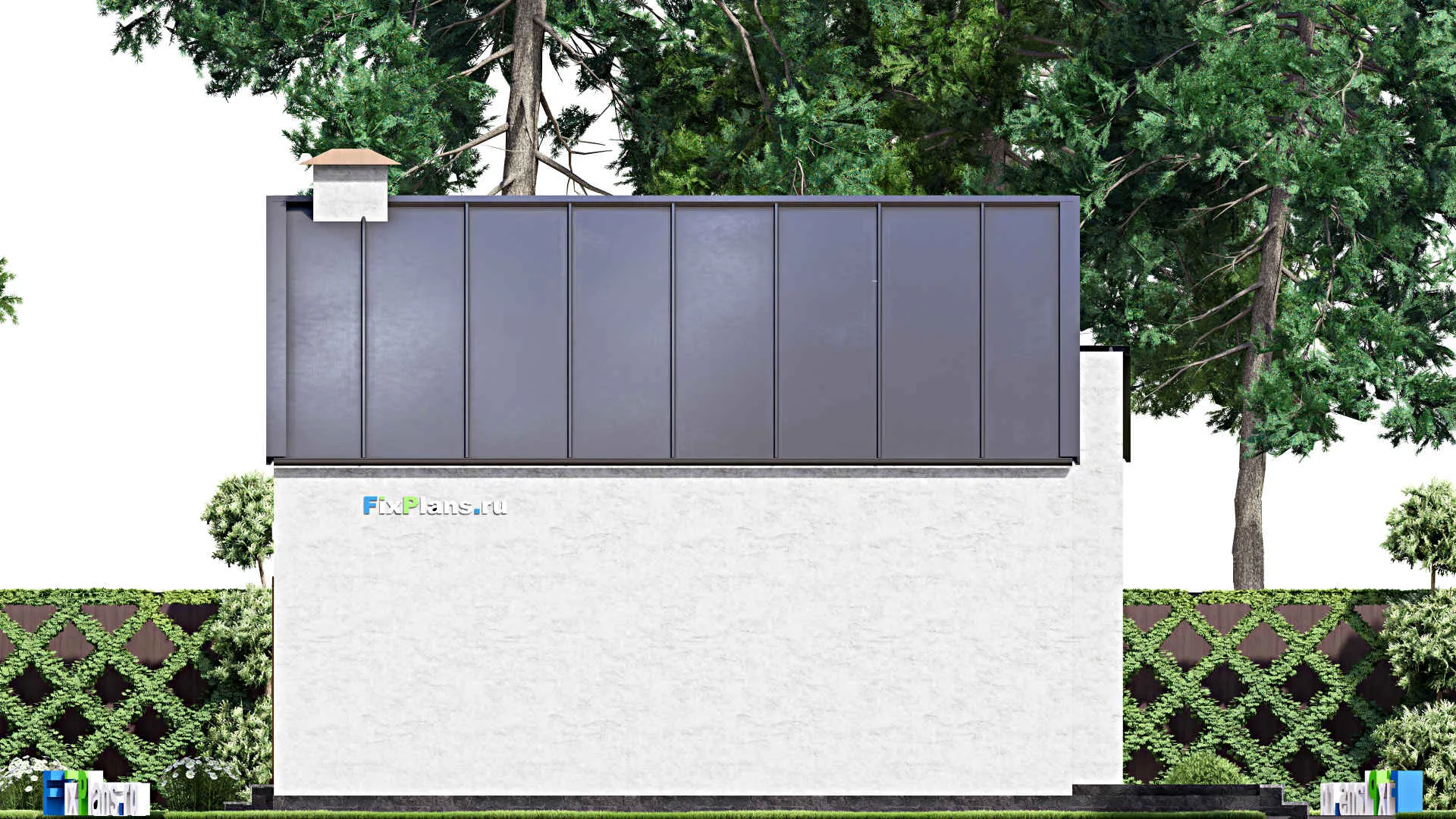F-14444 - План одноэтажного дома 11 на 15, площадью 120 м² с террасой и 2 спальнями