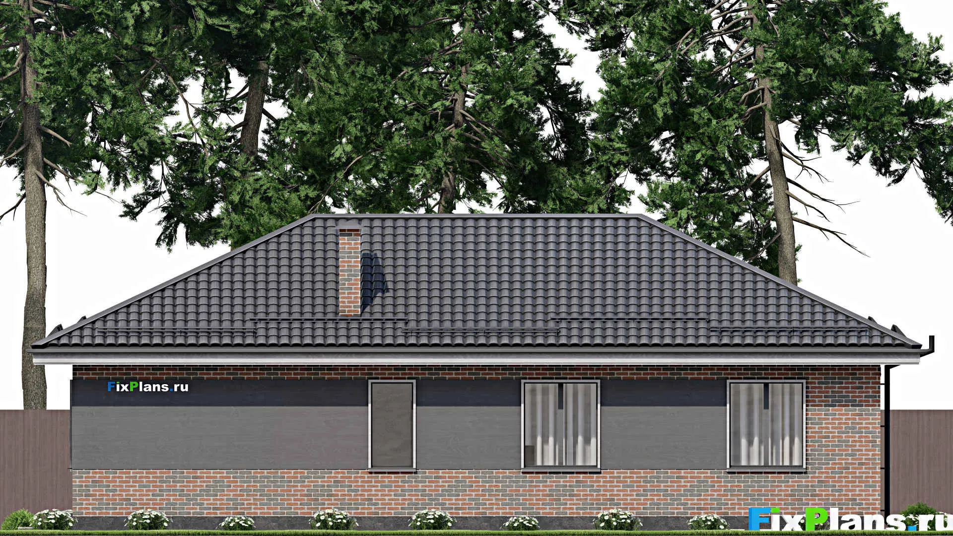 F-4472 - Проект одноэтажного дома 11 на 16, площадью 120 м² с террасой и 3 спальнями