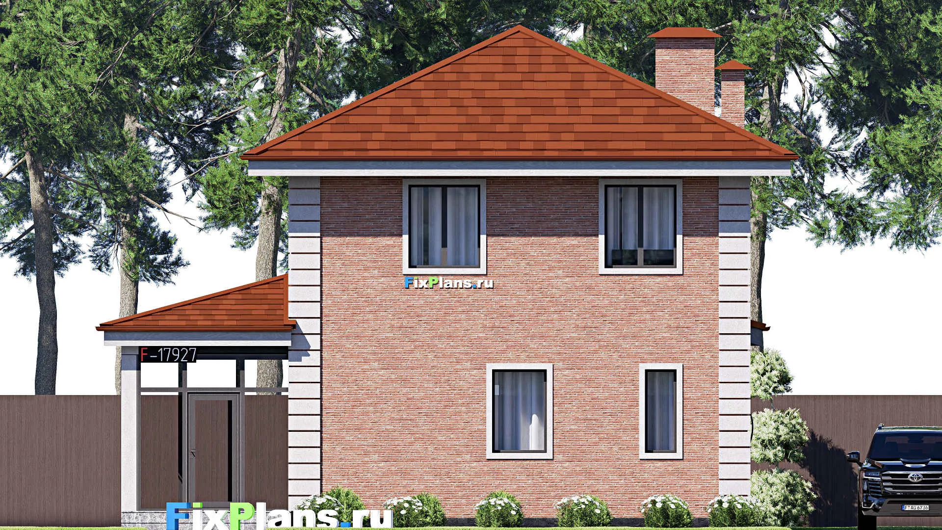 F-17927 - План одноэтажного дома 15 на 16, площадью 180 м² с террасой и 3 спальнями