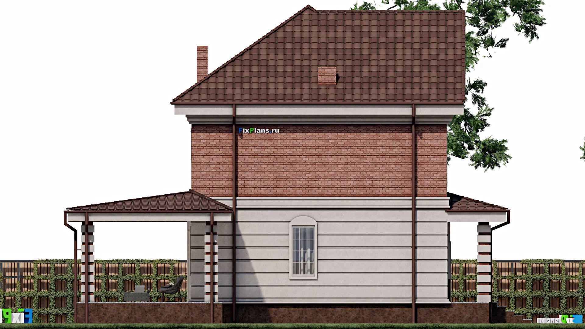 F-0386 - Проект двухэтажного дома 10 на 14, площадью 290 м² с террасой и 4 спальнями