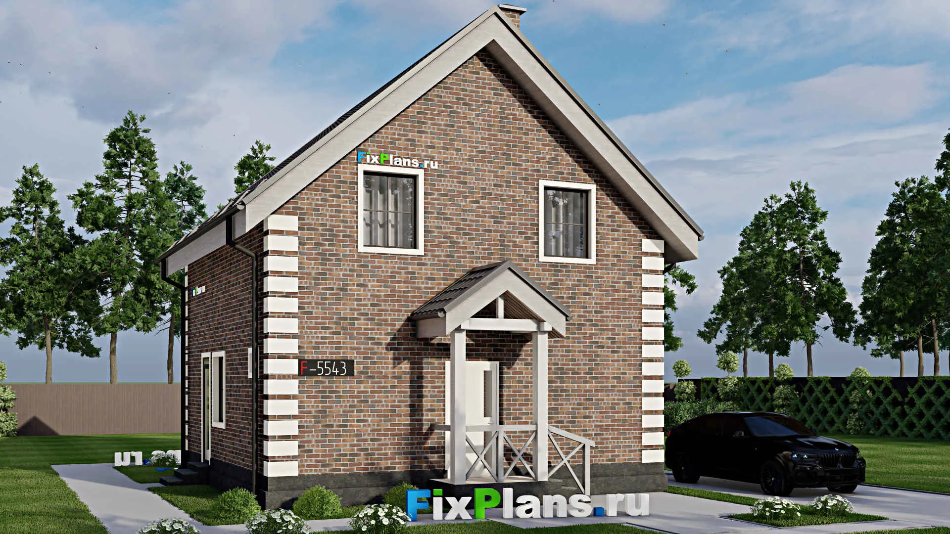 F-5543 - Проект дома с мансардой 8 на 8, площадью 100 м² с 3 спальнями