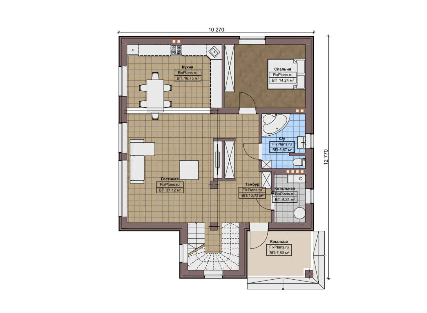 F-7235 - Планы дома с мансардой 11 на 13, площадью 160 м² с 4 спальнями