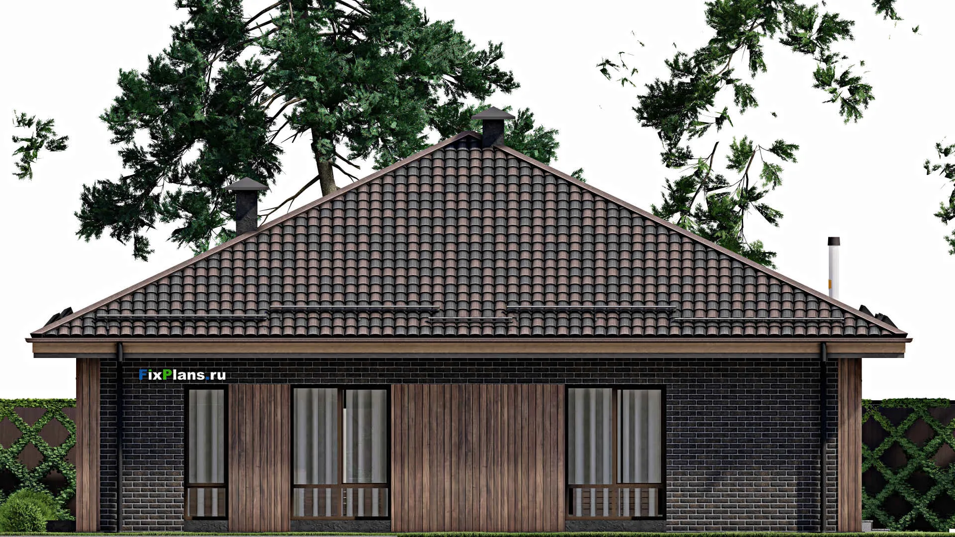 F-5588 - Проект одноэтажного дома 14 на 14, площадью 150 м² с 4 спальнями