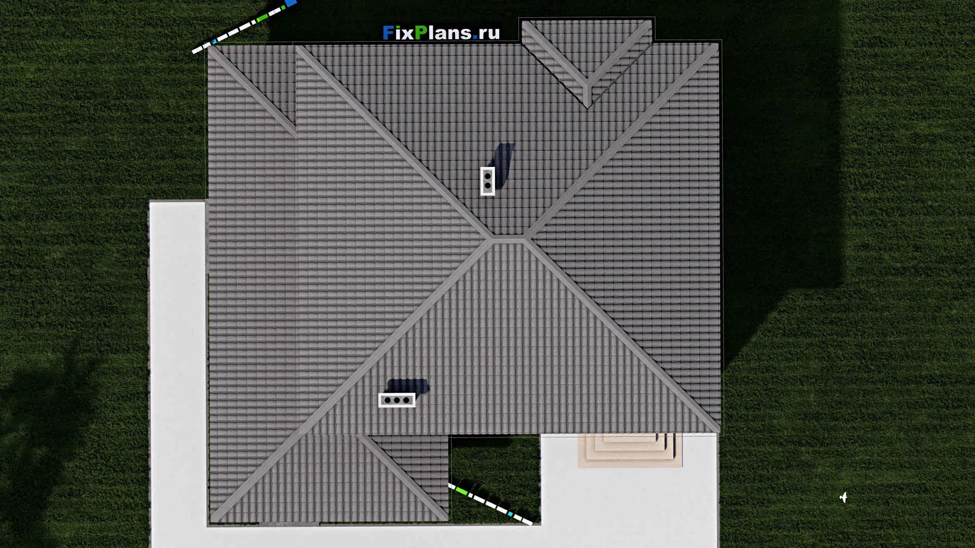 F-0332 - Проект двухэтажного дома 13 на 13, площадью 290 м² с террасой и 3 спальнями