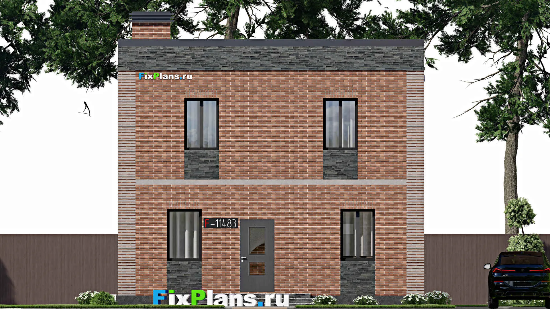 F-11483 - Проект двухэтажного дома 9 на 9, площадью 100 м² с 3 спальнями