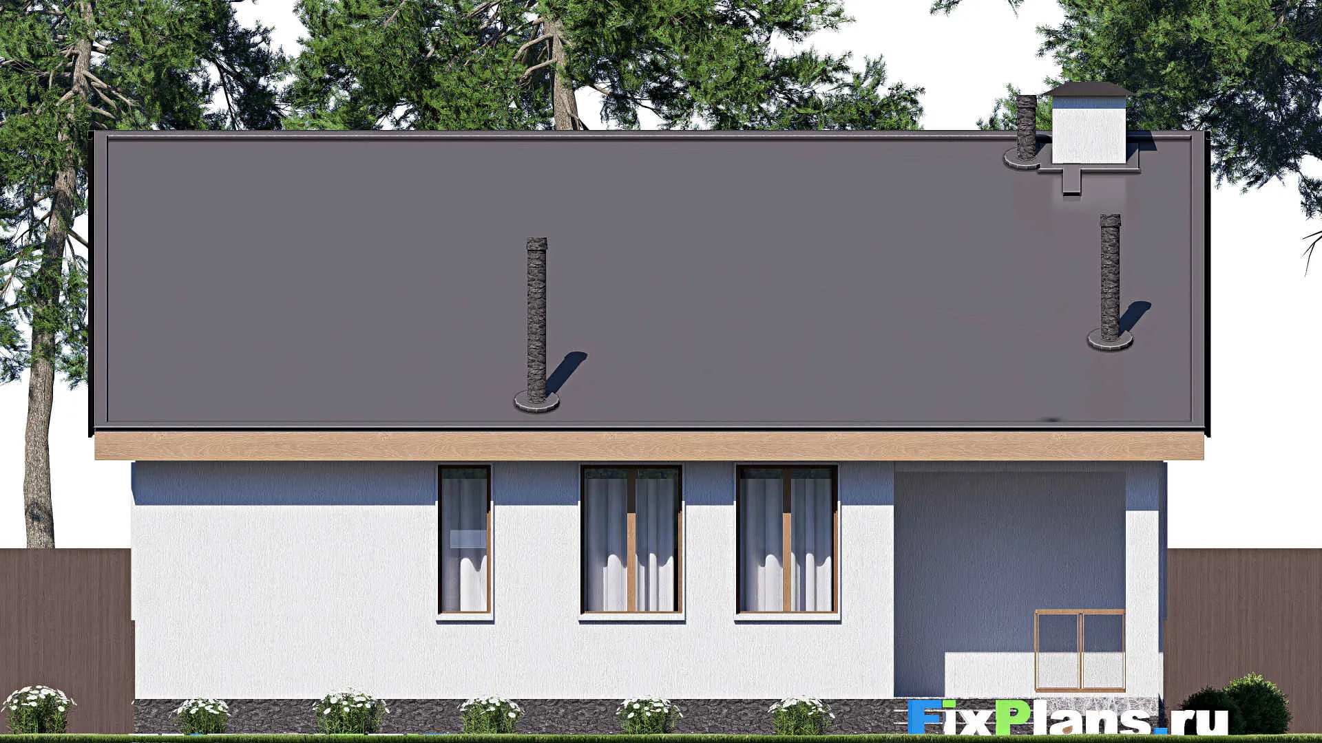 F-18710 - Проект одноэтажного дома 13 на 15, площадью 160 м² с террасой и 3 спальнями