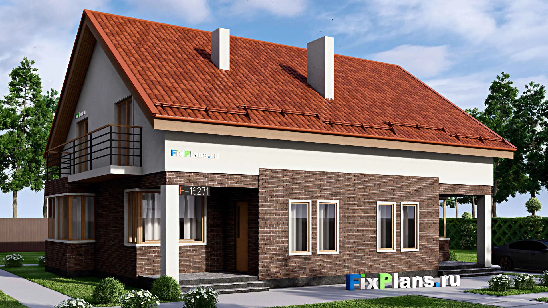 F-16271 - Проект дома с мансардой 14 на 17, площадью 320 м² с 6 спальнями