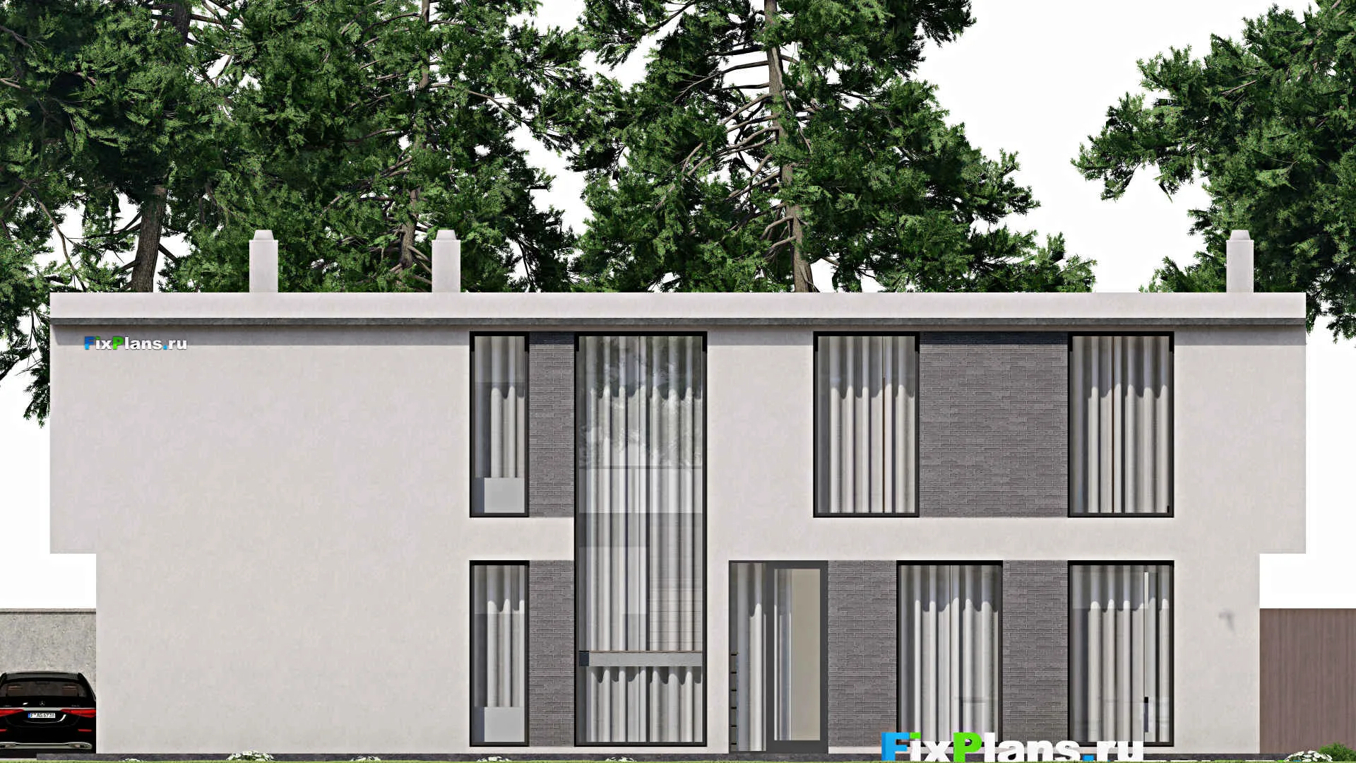 F-5435 - Проект двухэтажного дома 13 на 18, площадью 340 м² с балконом, спортзалом и 4 спальнями