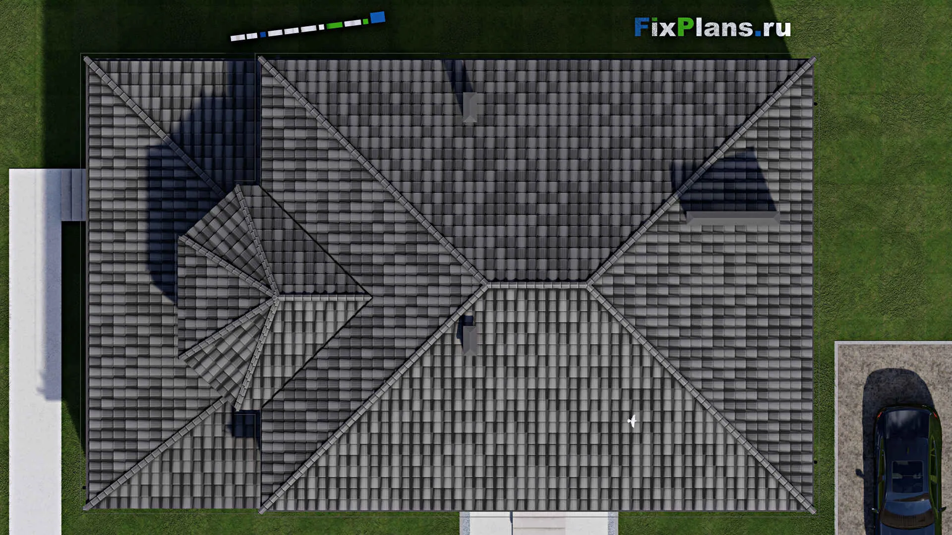 F-1529 - Проект двухэтажного дома 12 на 20, площадью 350 м² с террасой, балконом, спортзалом и 2 спальнями