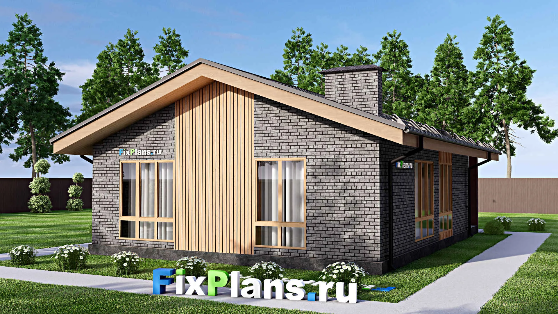 F-13715 - План одноэтажного дома 9 на 14, площадью 100 м² с 3 спальнями