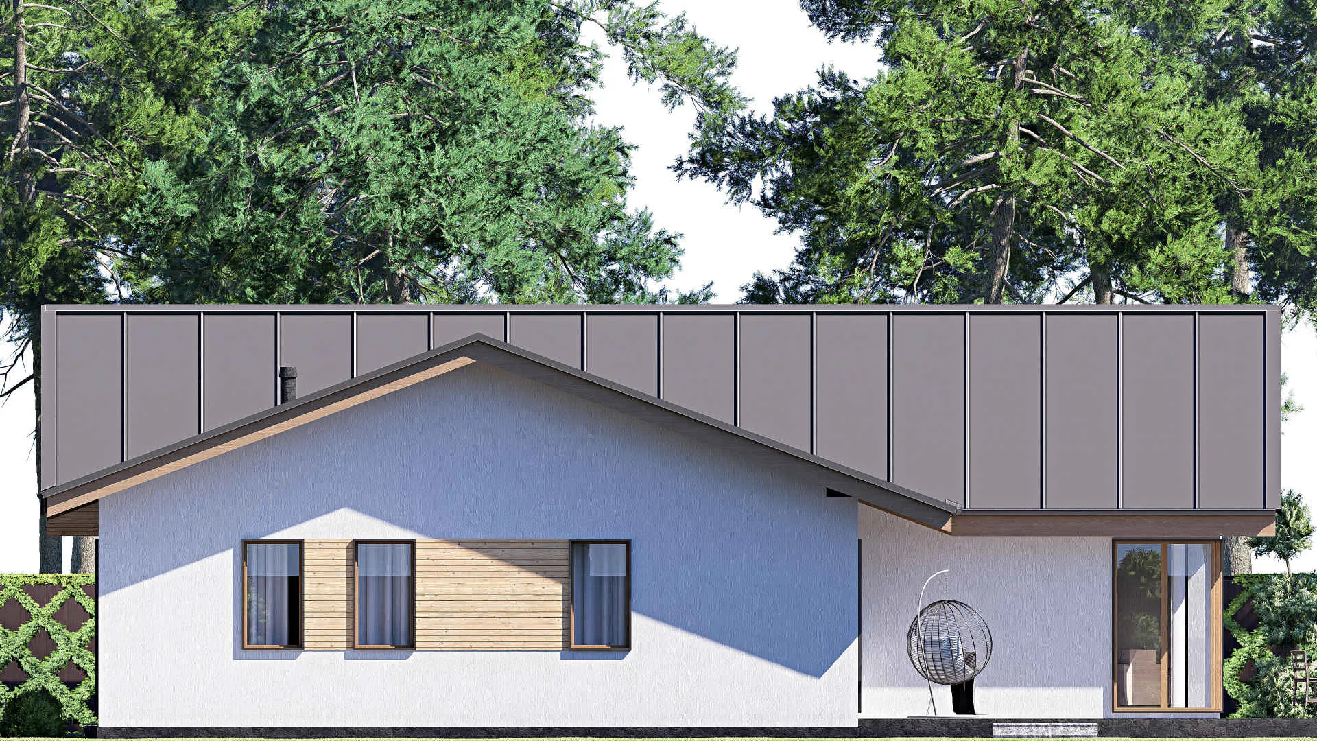 F-19889 - План одноэтажного дома 15 на 19, площадью 210 м² с террасой и 3 спальнями