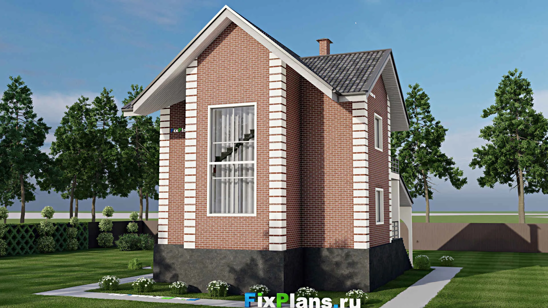 F-6326 - Проект дома с мансардой 10 на 11, площадью 180 м² с балконом, цокольным этажом и 4 спальнями