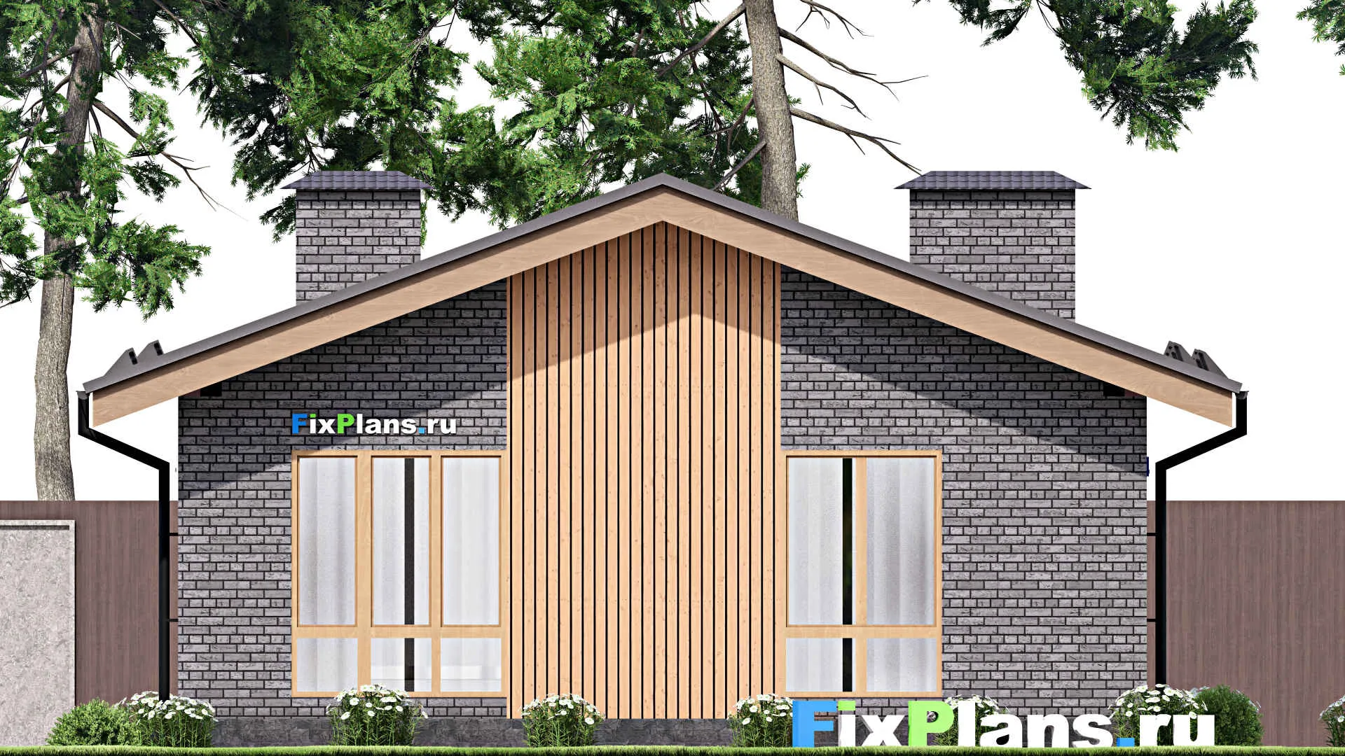 F-13715 - План одноэтажного дома 9 на 14, площадью 100 м² с 3 спальнями