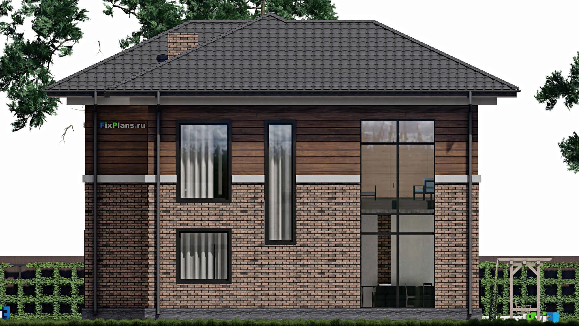 F-0206 - Планы двухэтажного дома 14 на 14, площадью 220 м² с 4 спальнями