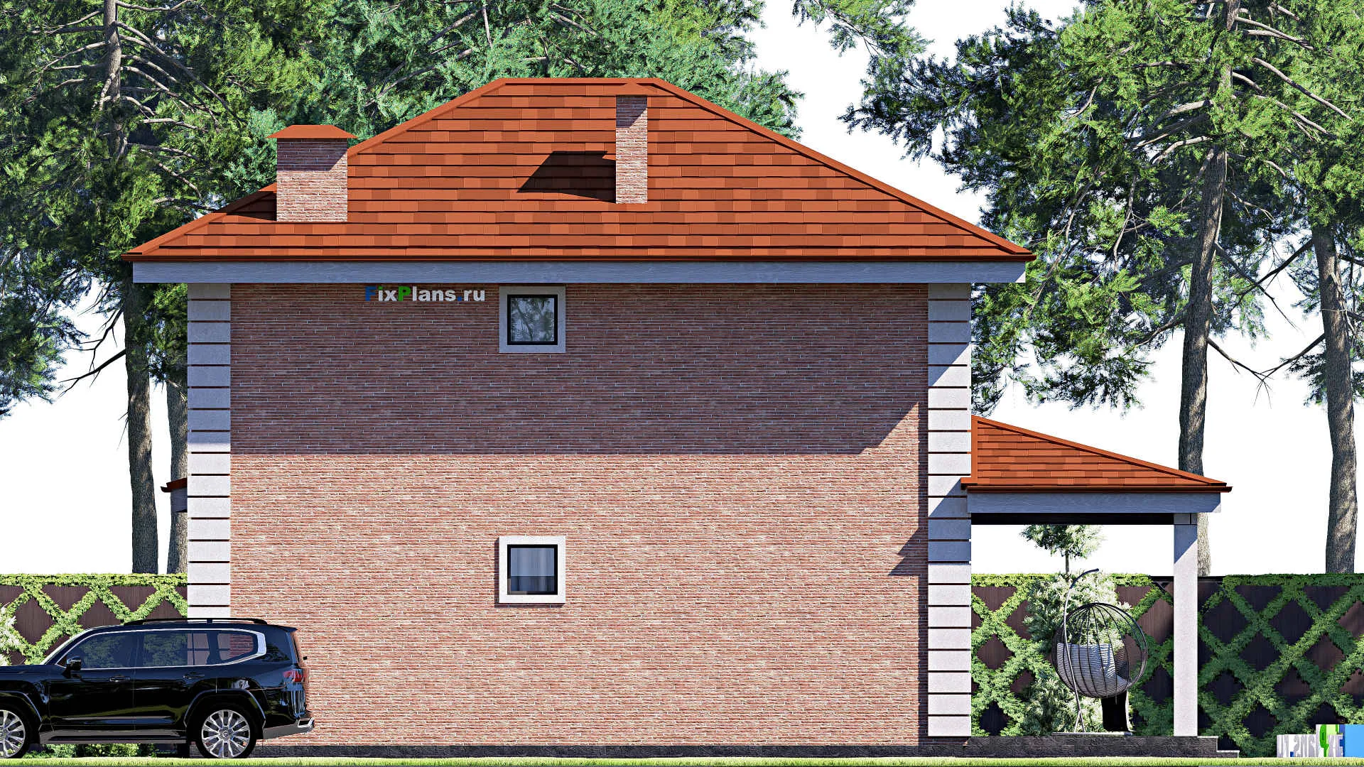 F-17927 - План одноэтажного дома 15 на 16, площадью 180 м² с террасой и 3 спальнями