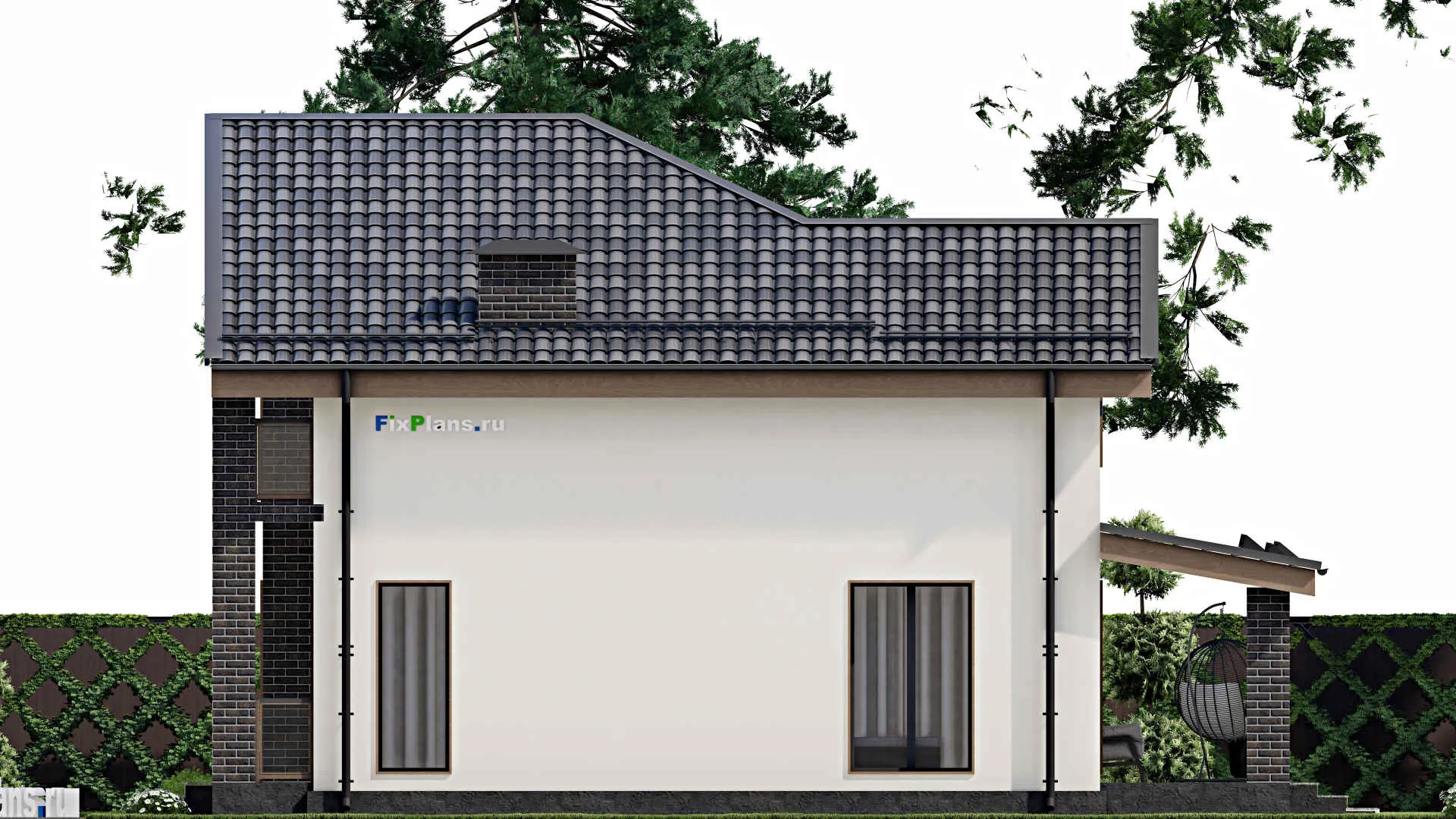 F-6173 - Проект дома с мансардой 10 на 13, площадью 200 м² с террасой, балконом и 4 спальнями