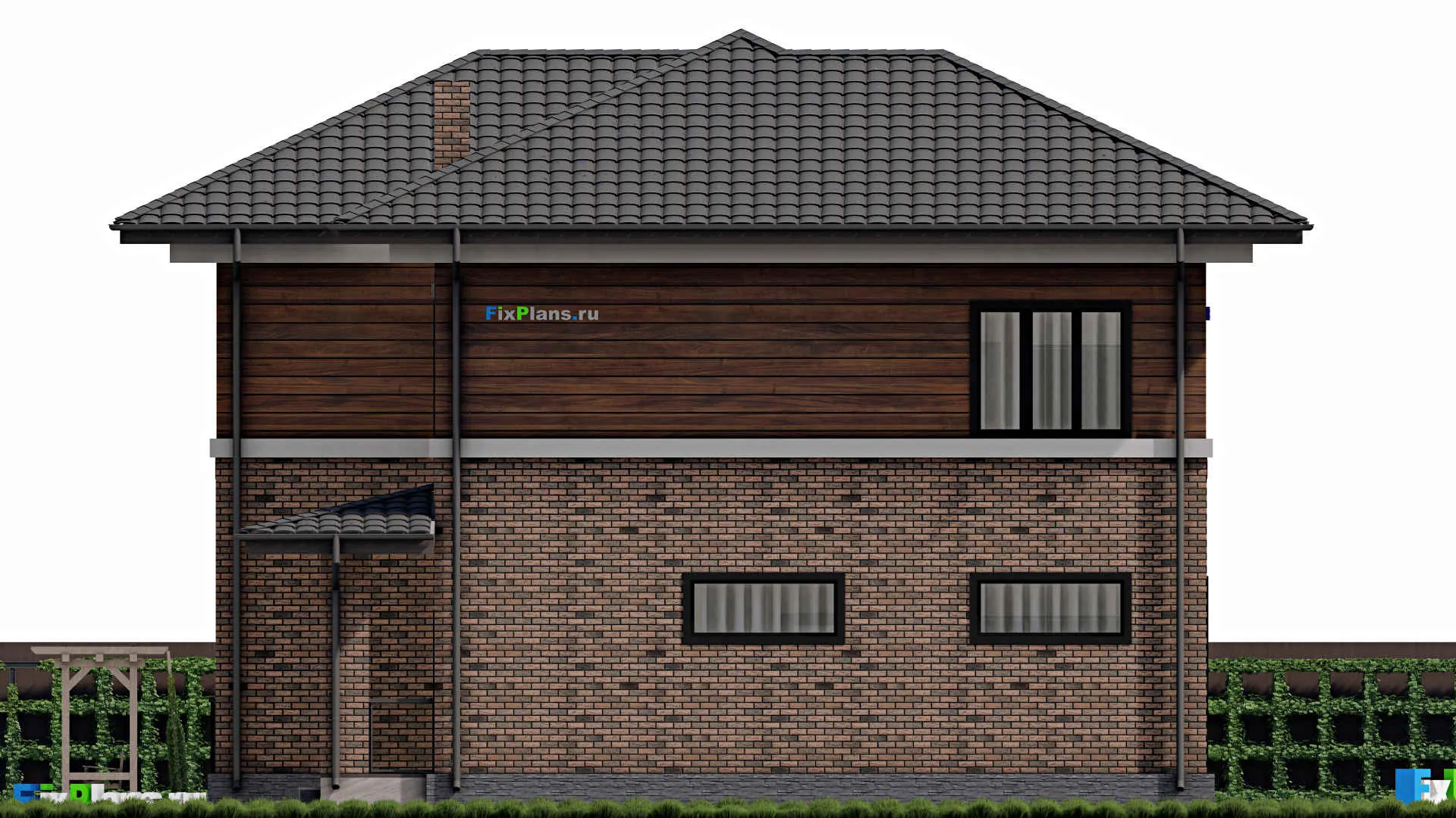 F-0206 - Планы двухэтажного дома 14 на 14, площадью 220 м² с 4 спальнями