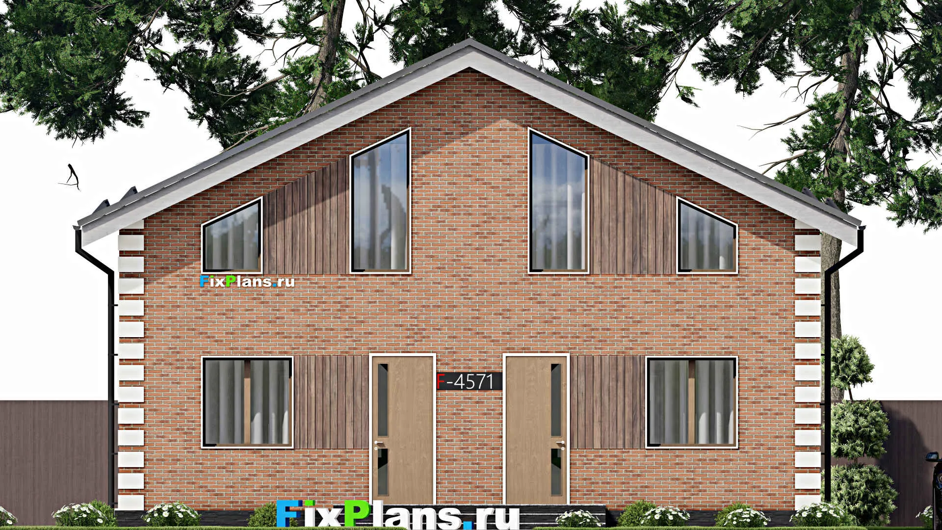 F-4571 - Планы дома с мансардой 12 на 13, площадью 240 м² с террасой и 4 спальнями