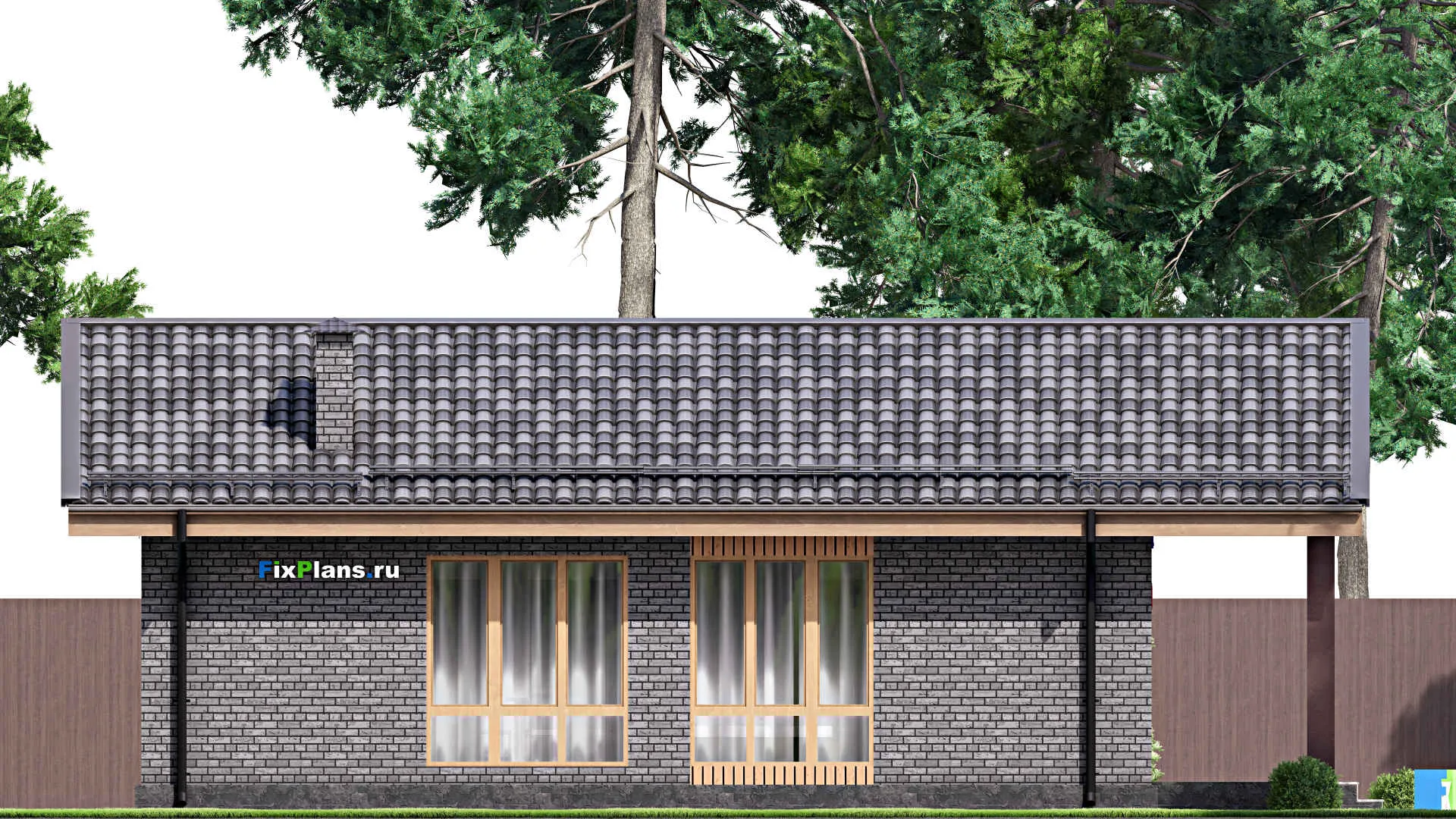 F-13715 - План одноэтажного дома 9 на 14, площадью 100 м² с 3 спальнями