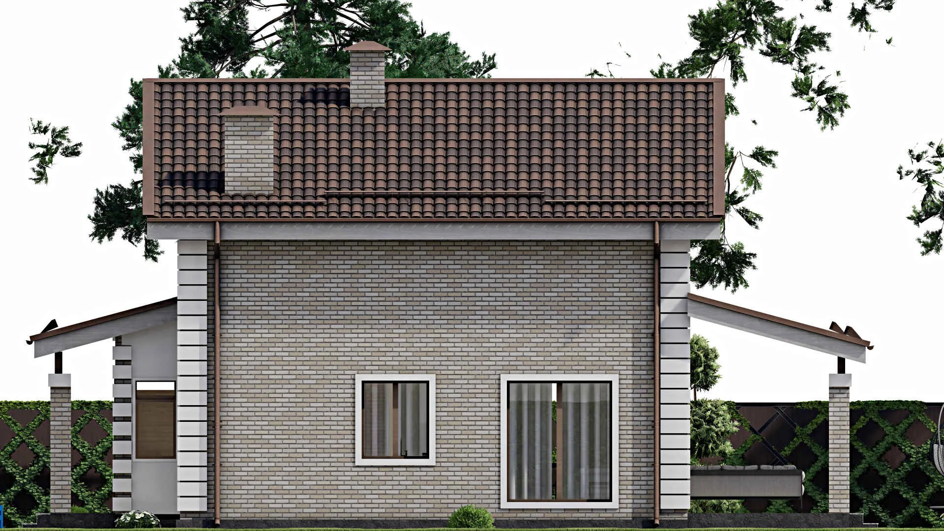 F-9854 - Проект дома с мансардой 10 на 15, площадью 160 м² с террасой и 3 спальнями