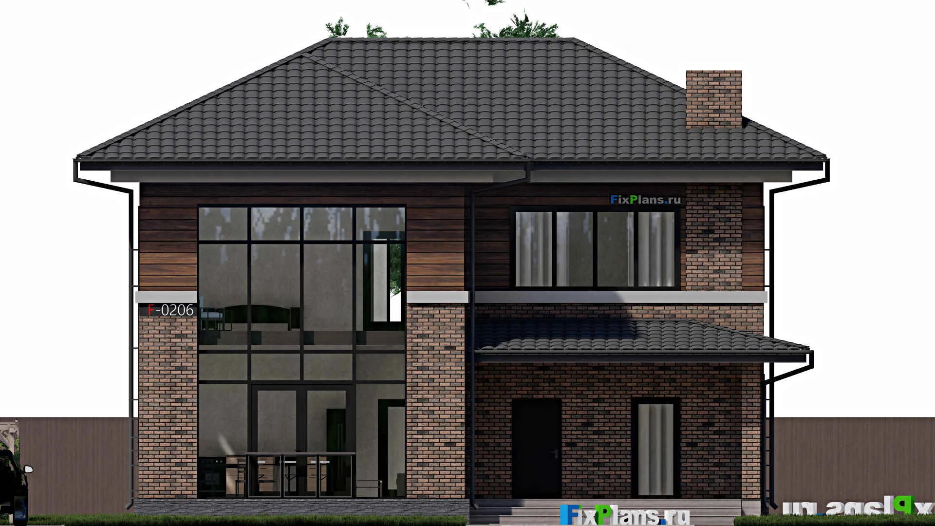 F-0206 - Планы двухэтажного дома 14 на 14, площадью 220 м² с 4 спальнями