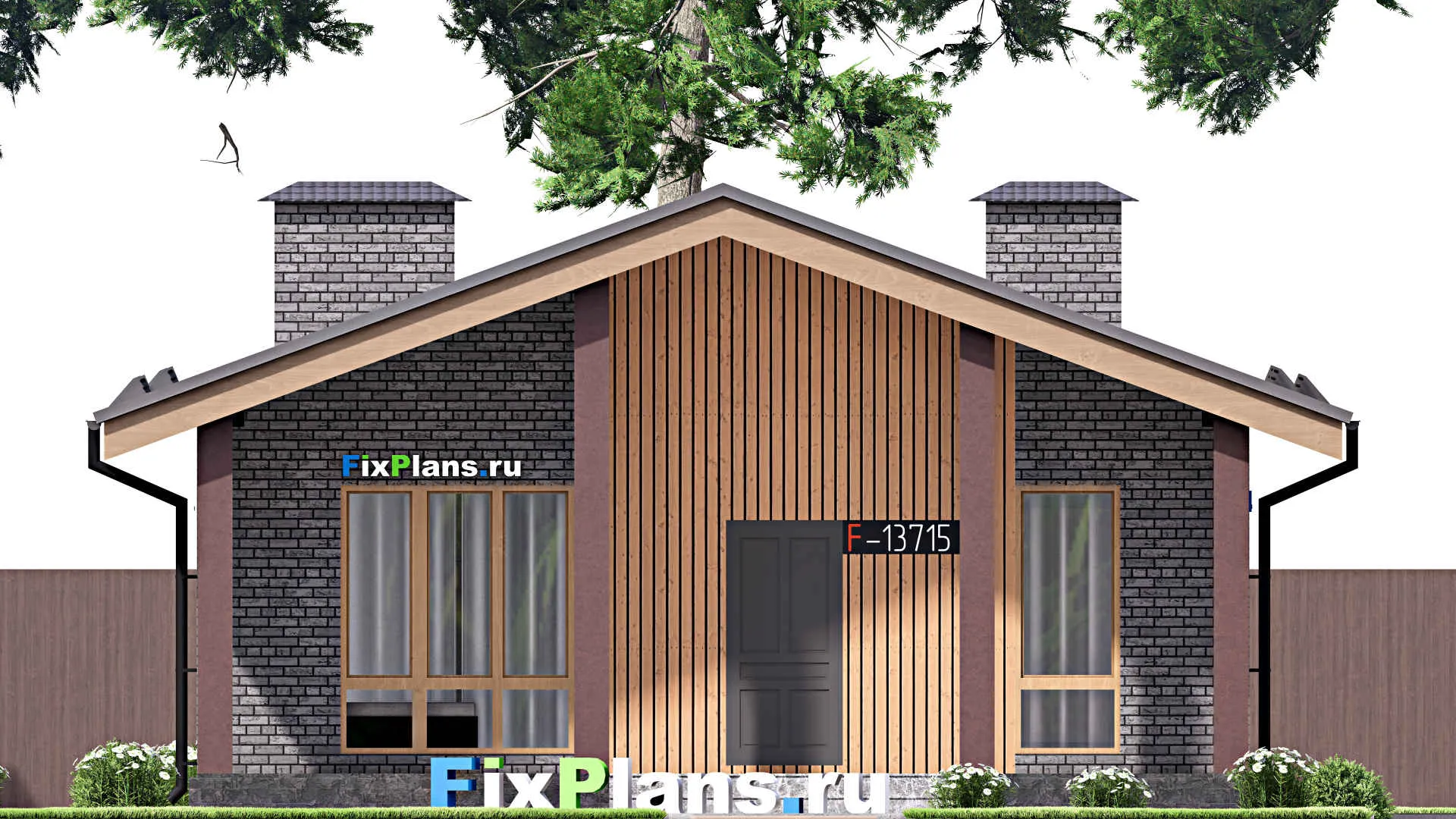 F-13715 - План одноэтажного дома 9 на 14, площадью 100 м² с 3 спальнями