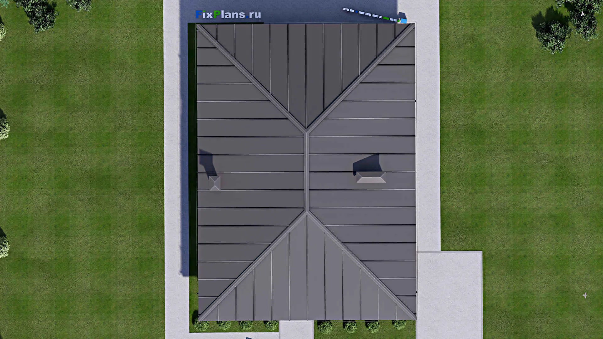 F-14705 - Проект одноэтажного дома 12 на 17, площадью 170 м² с террасой и 3 спальнями