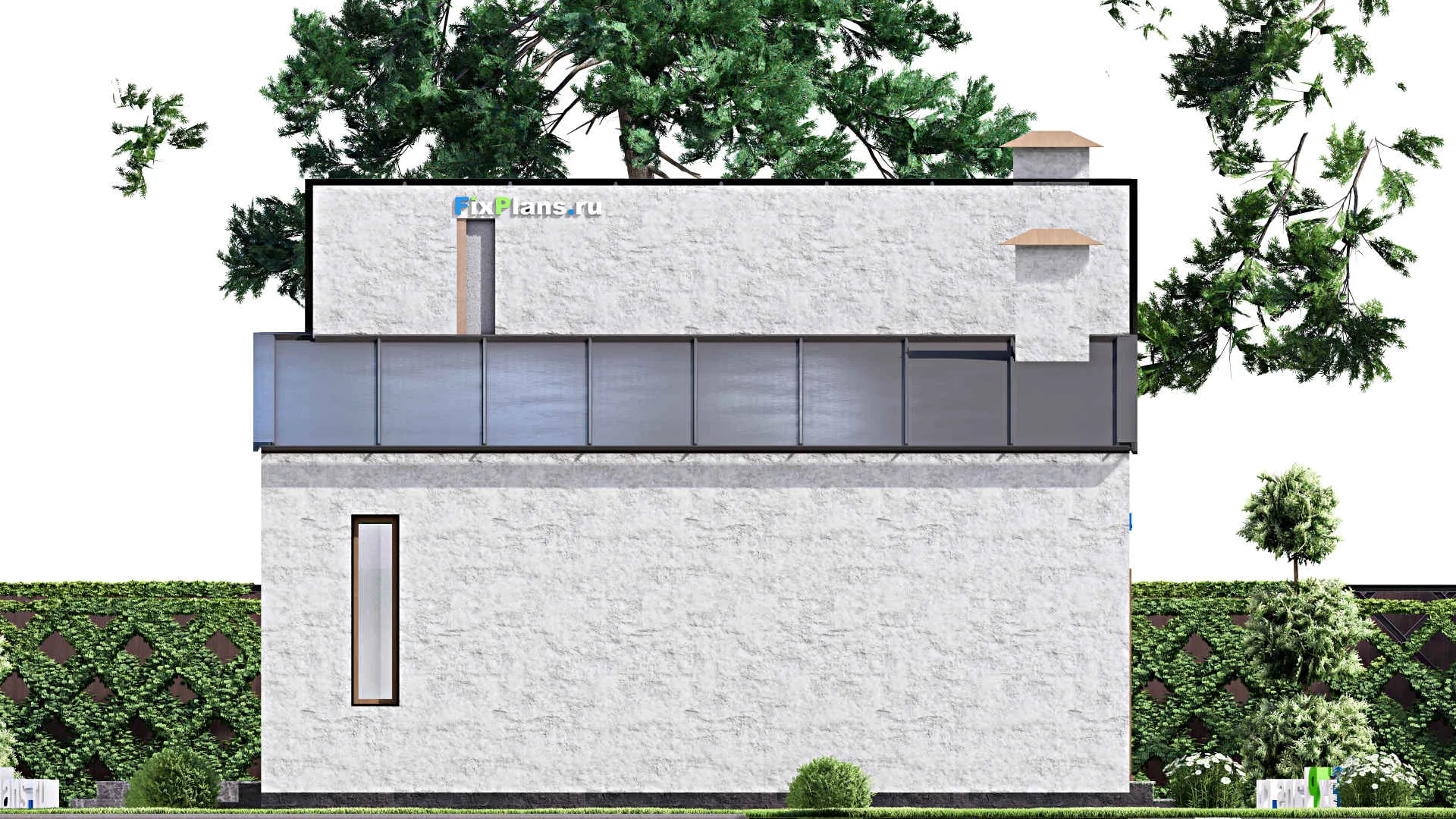 F-14444 - План одноэтажного дома 11 на 15, площадью 120 м² с террасой и 2 спальнями