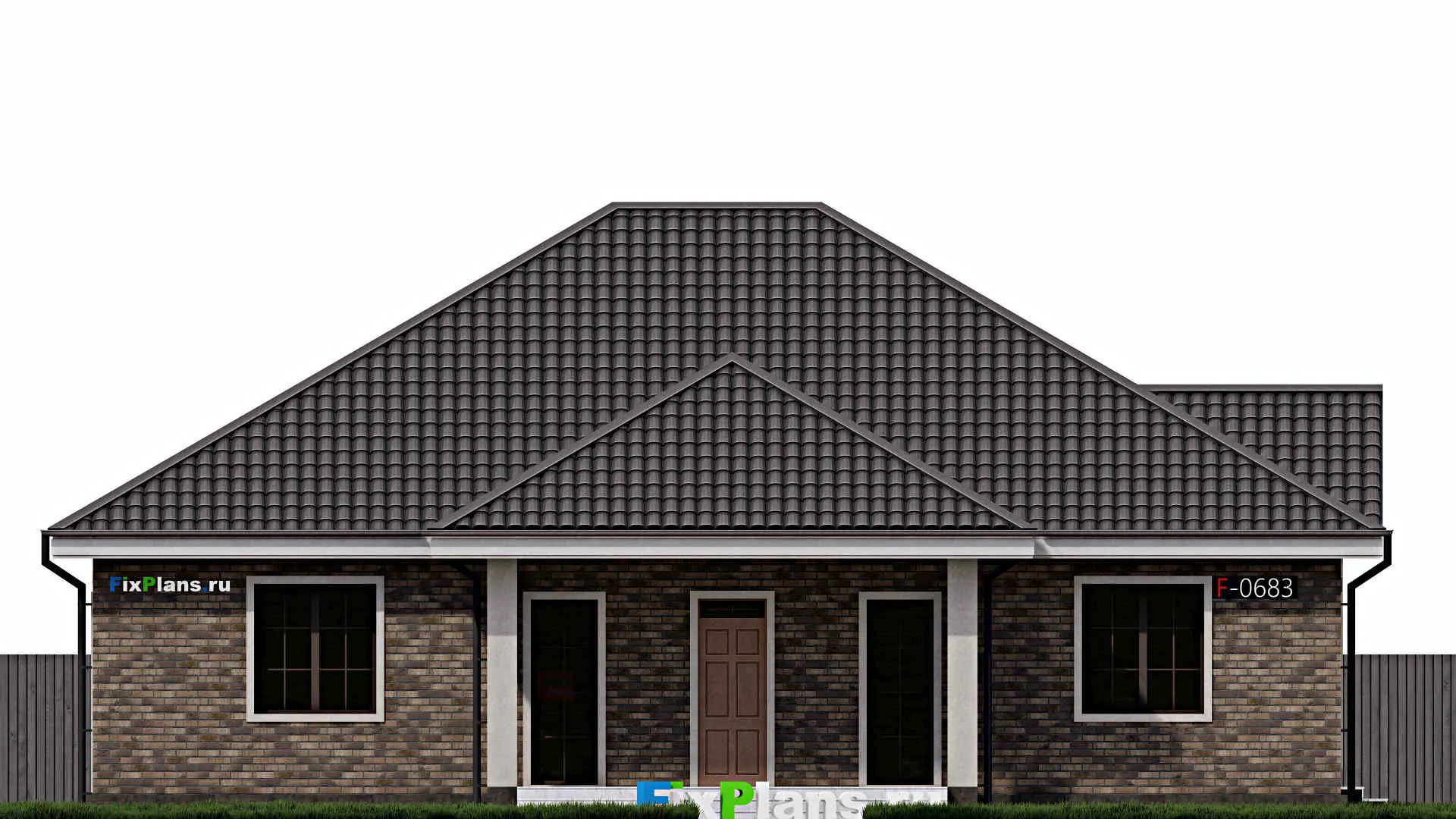 F-0683 - План одноэтажного дома 14 на 16, площадью 190 м² с террасой и 3 спальнями