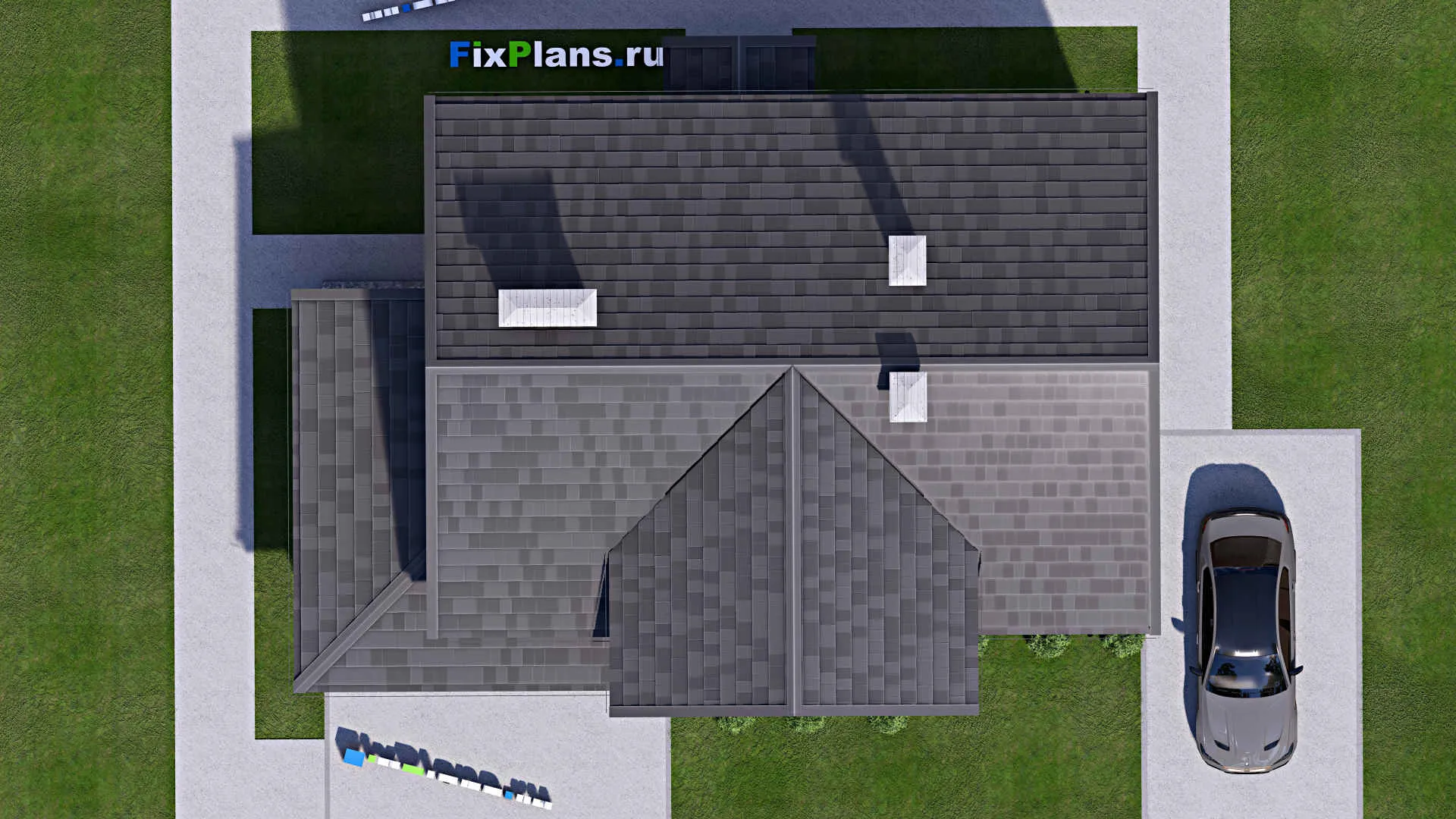 F-15164 - Проект дома с мансардой 12 на 15, площадью 170 м² с террасой, баней и 4 спальнями