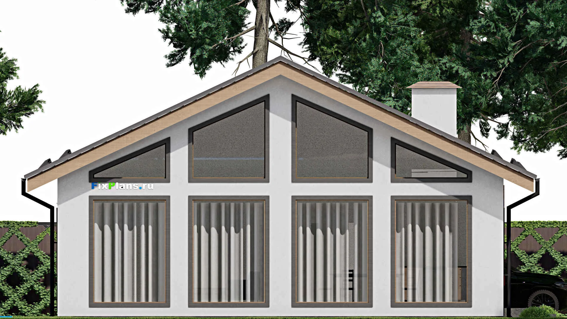 F-4346 - Проект одноэтажного дома 12 на 15, площадью 130 м² с 3 спальнями