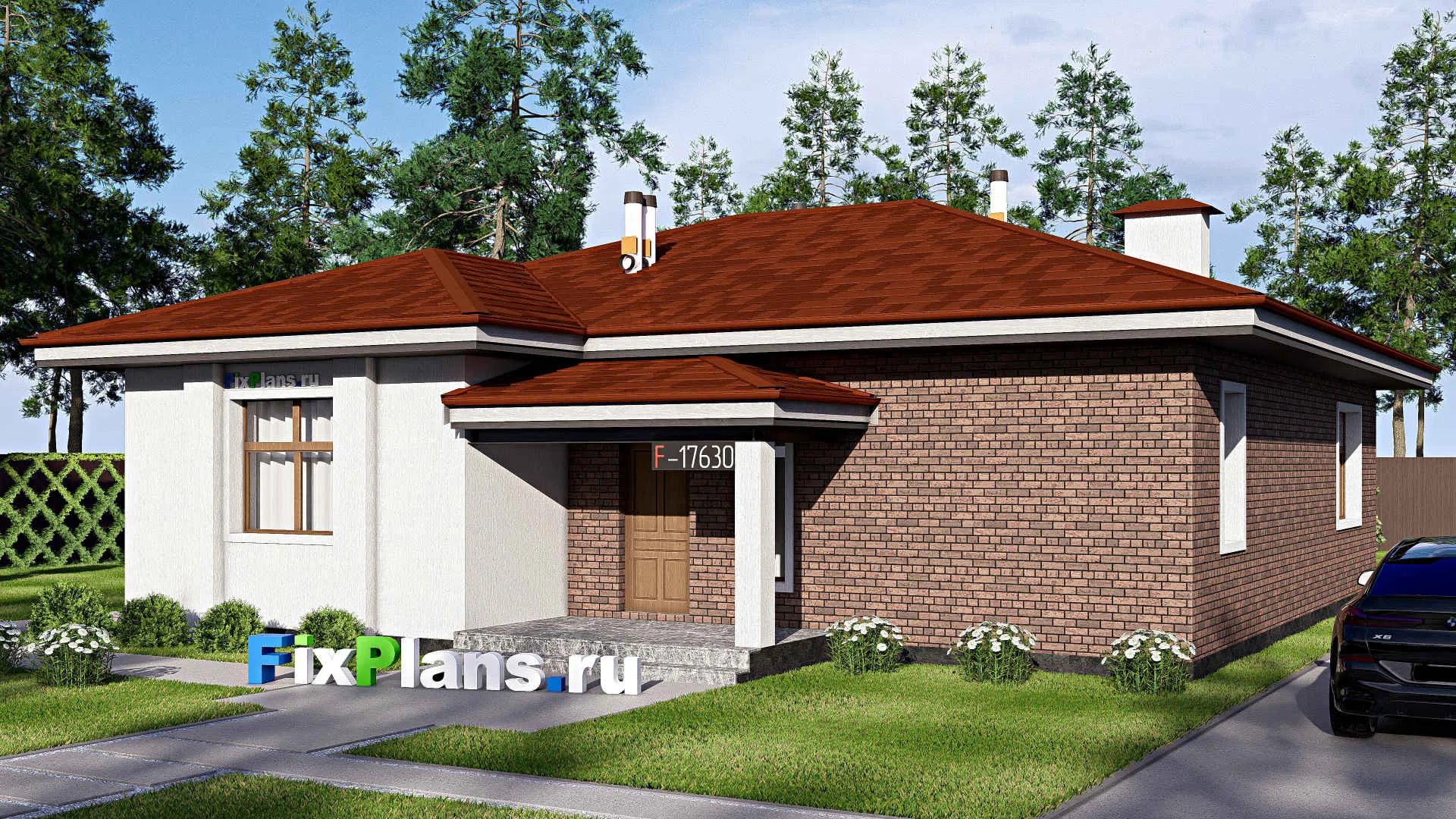 F-17630 - Проект одноэтажного дома 14 на 15, площадью 140 м² с 2 спальнями