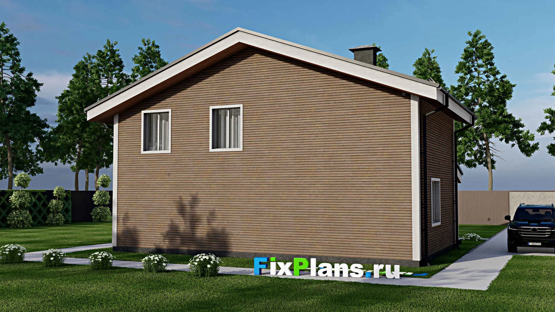 F-10763 - Проект дома с мансардой 10 на 14, площадью 110 м² с террасой и 3 спальнями