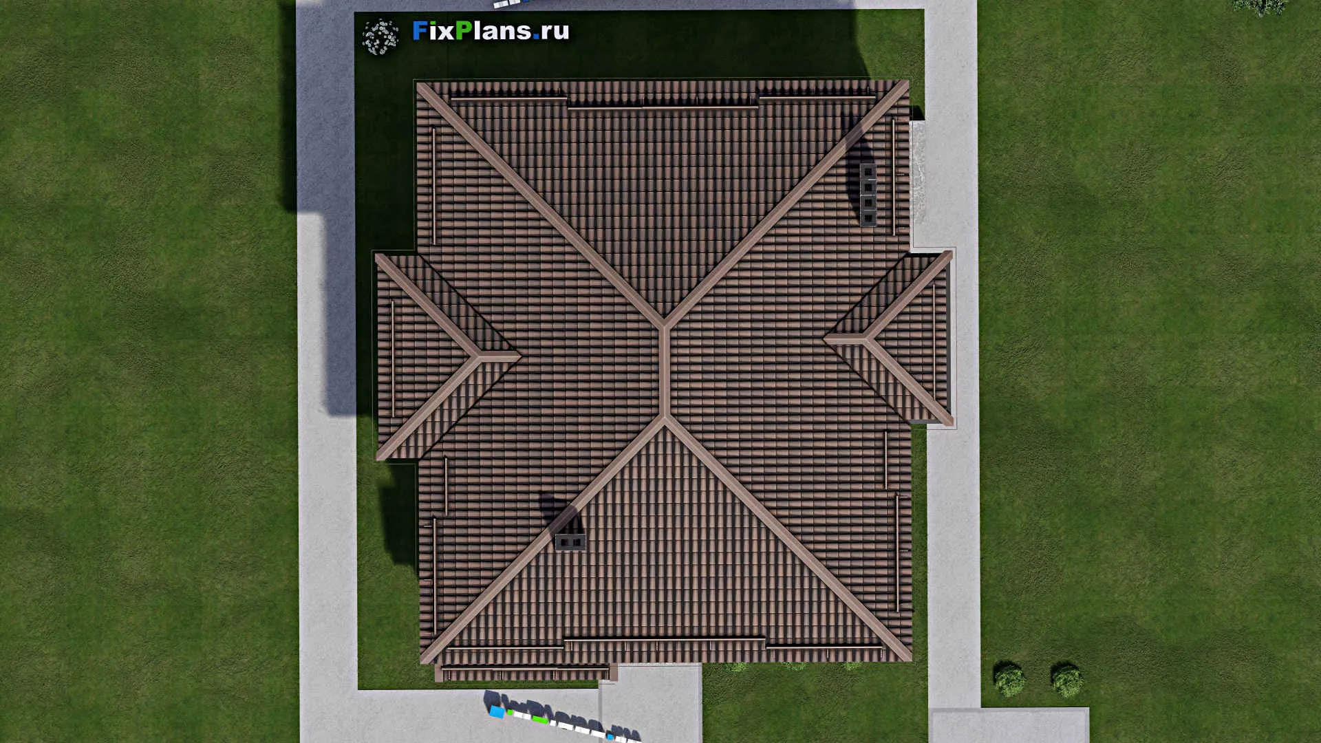 F-7955 - Проект двухэтажного дома 14 на 15, площадью 270 м² с террасой, балконом и 4 спальнями